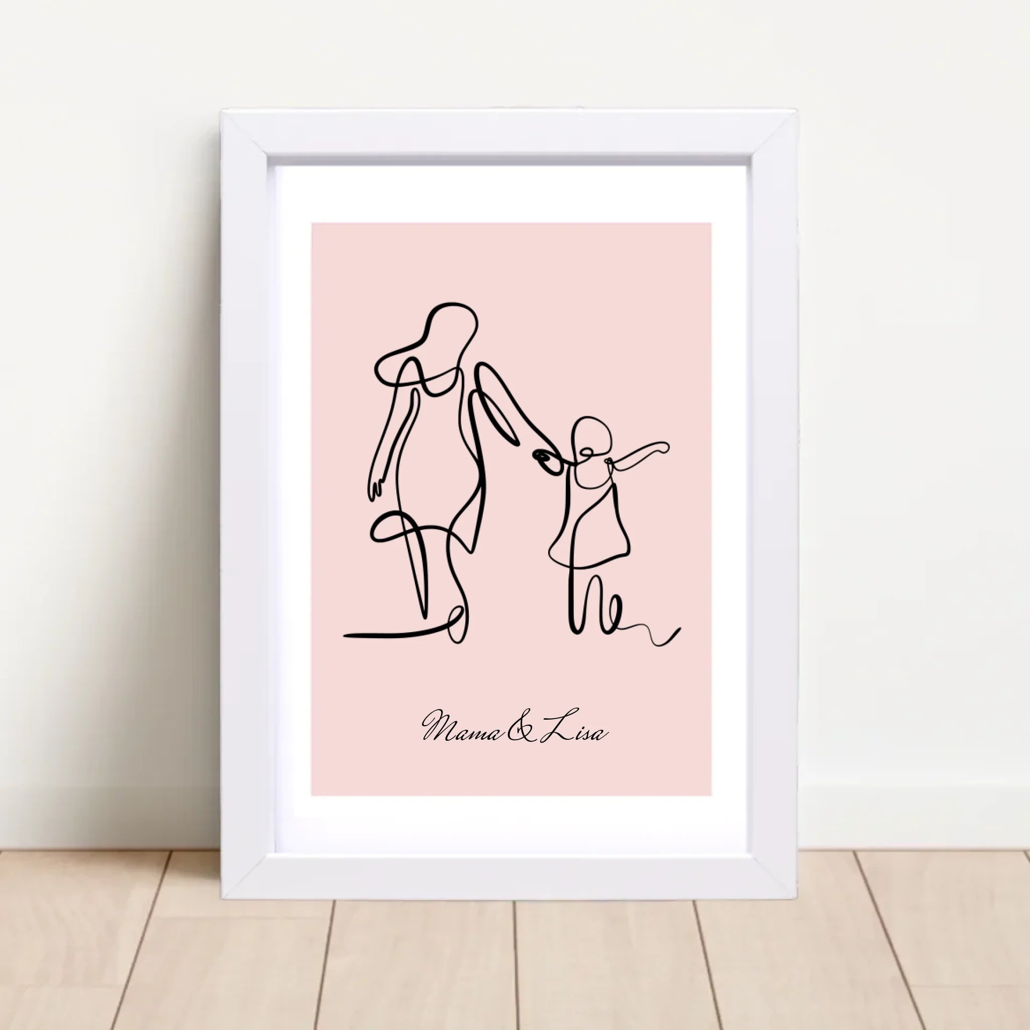 Mutter und kleine Tochter Linienposter personalisiert - Cantty
