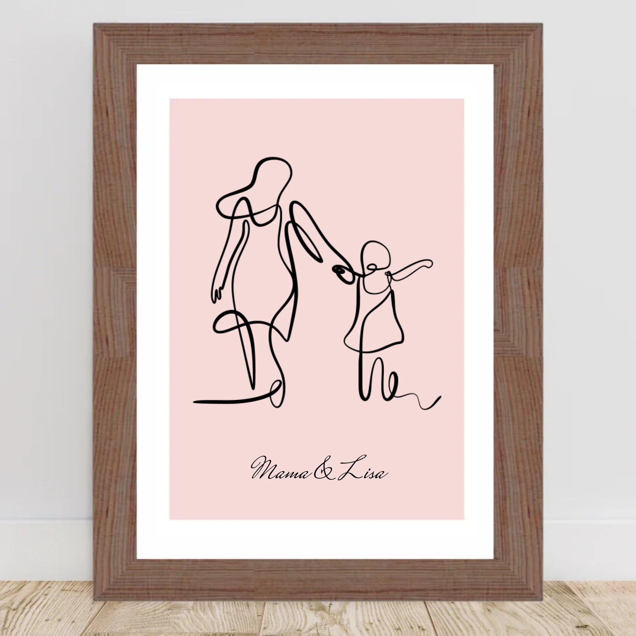 Mutter und kleine Tochter Linienposter personalisiert - Cantty