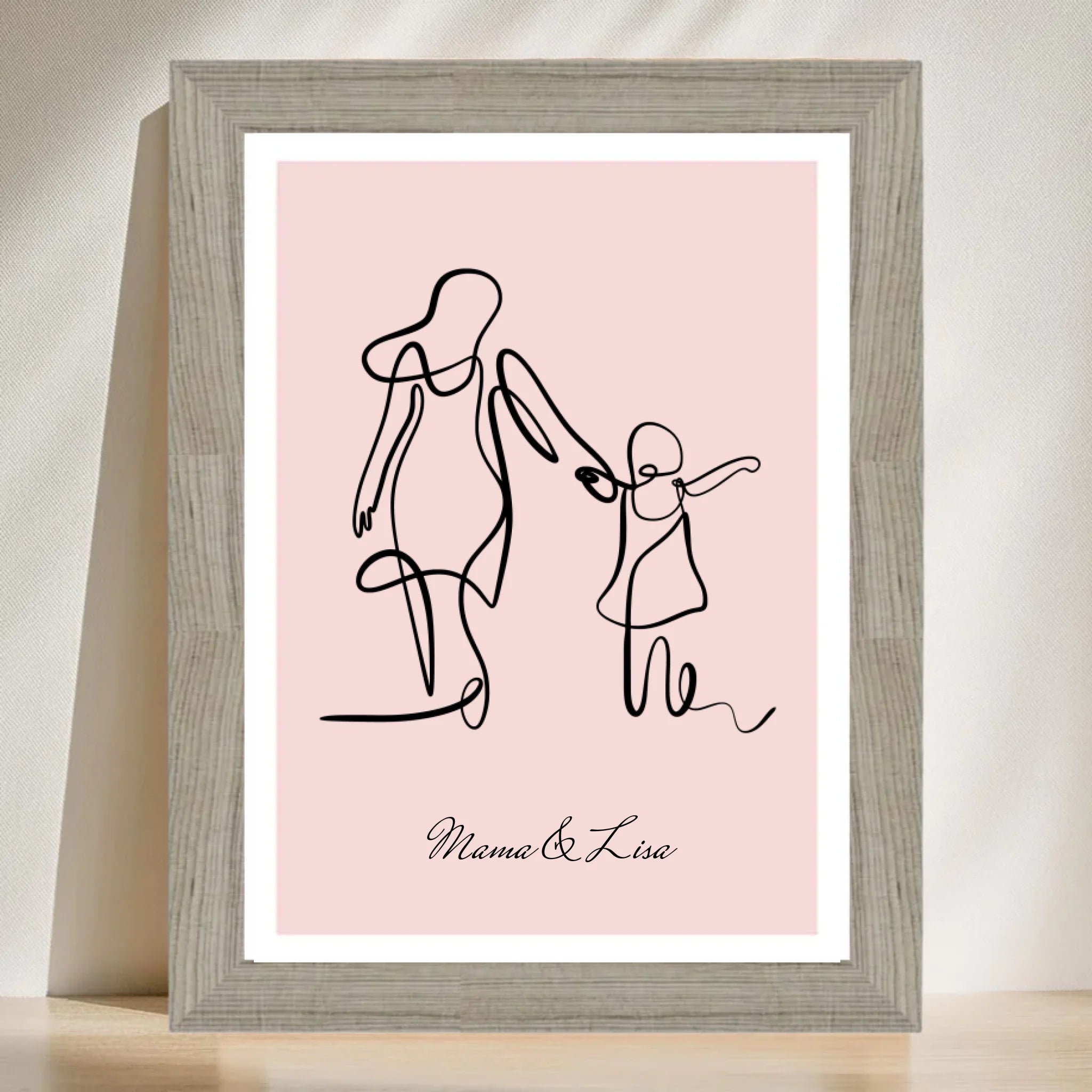 Mutter und kleine Tochter Linienposter personalisiert - Cantty