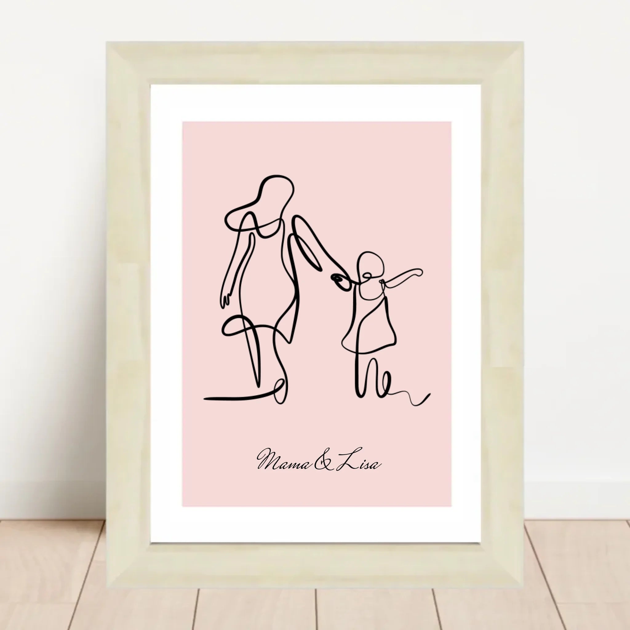 Mutter und kleine Tochter Linienposter personalisiert - Cantty