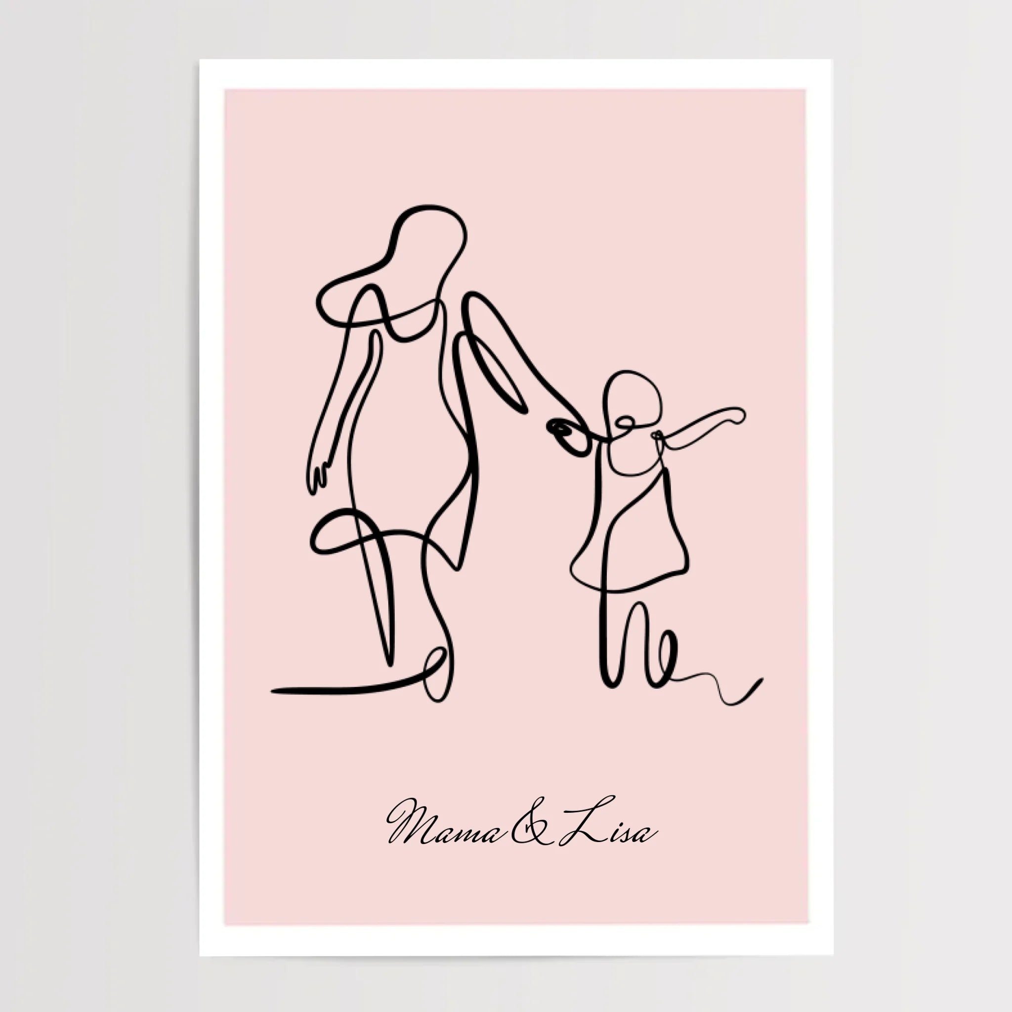 Mutter und kleine Tochter Linienposter personalisiert - Cantty