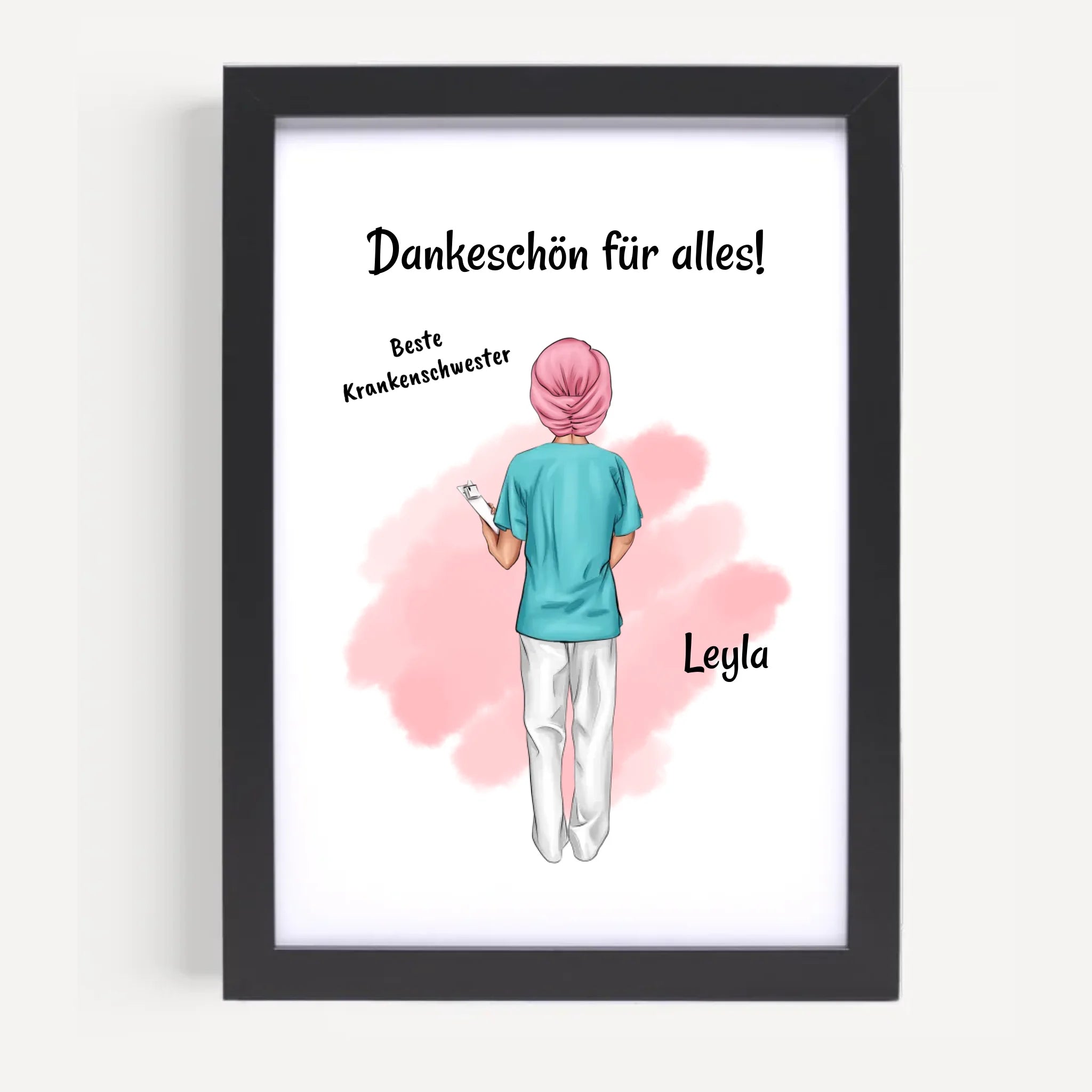 Krankenschwester mit Kopftuch Poster personalisiert - Cantty