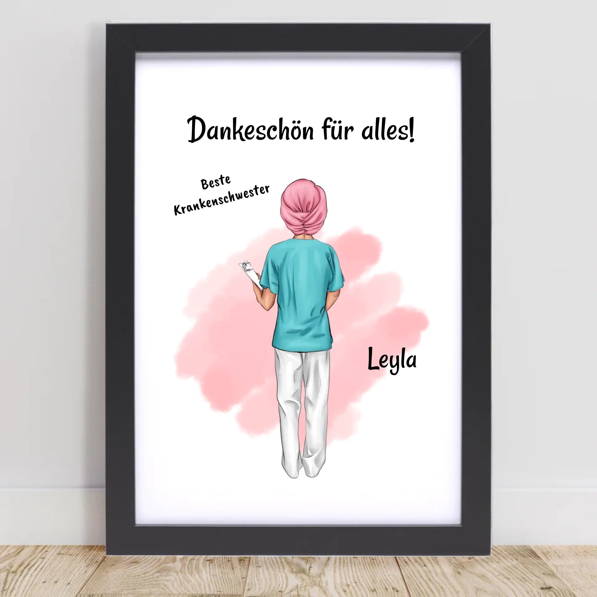 Krankenschwester mit Kopftuch Poster personalisiert - Cantty