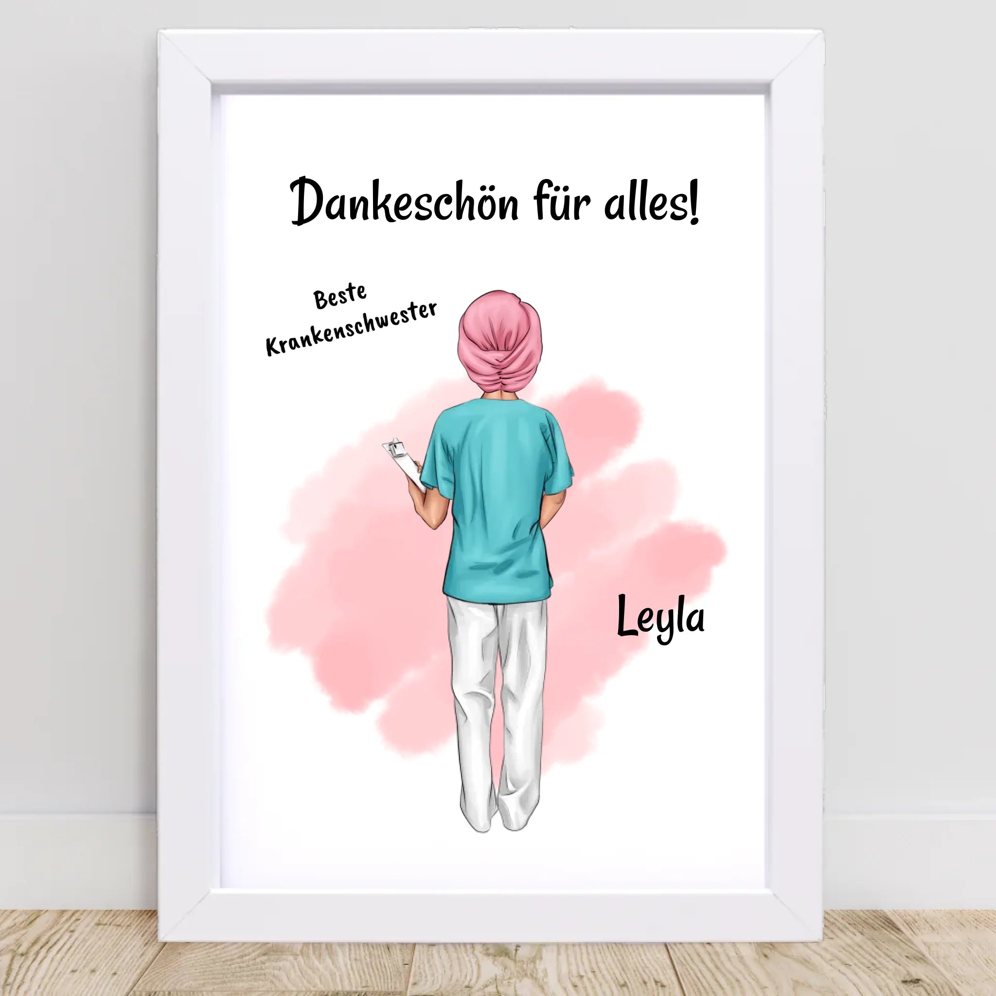 Krankenschwester mit Kopftuch Poster personalisiert - Cantty