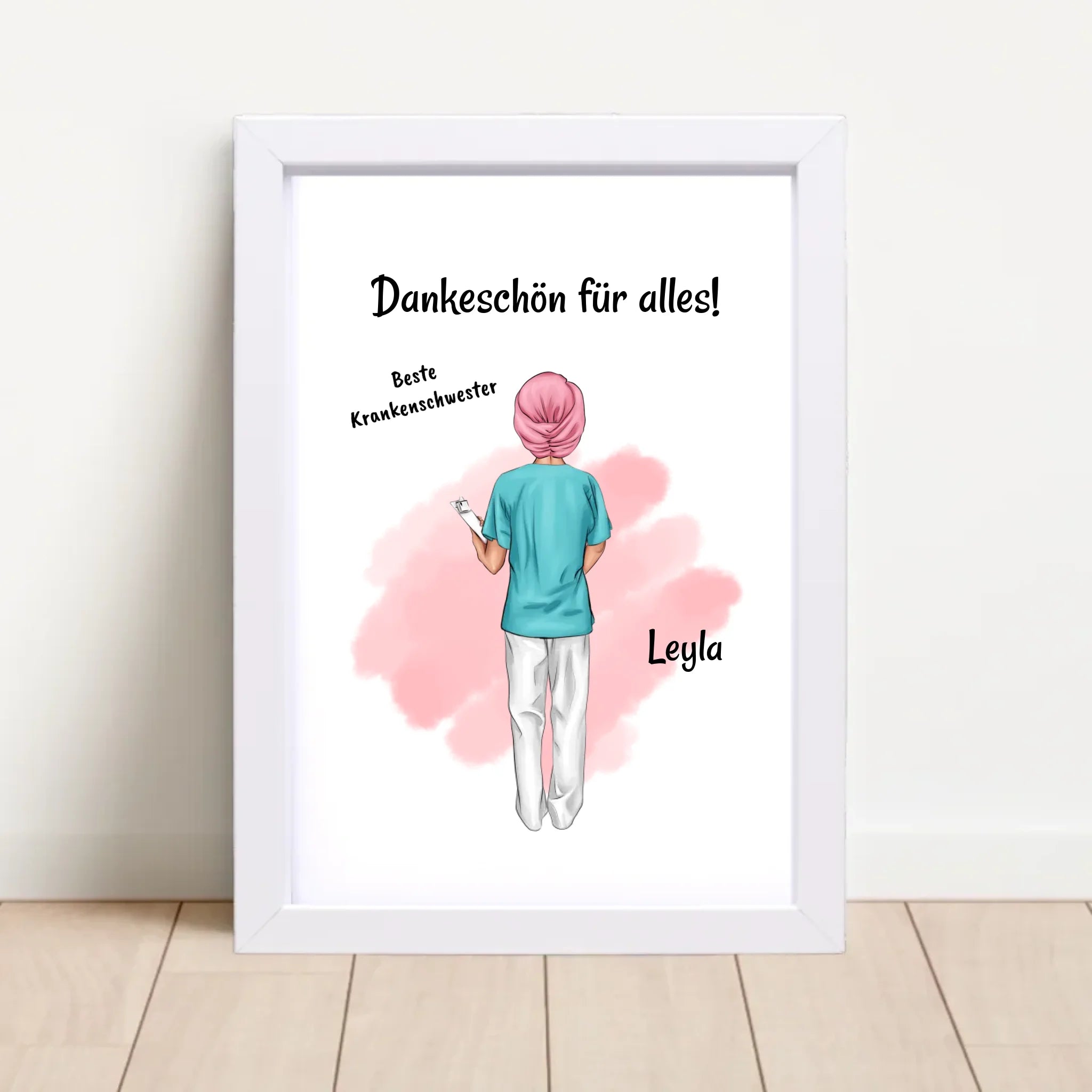 Krankenschwester mit Kopftuch Poster personalisiert - Cantty