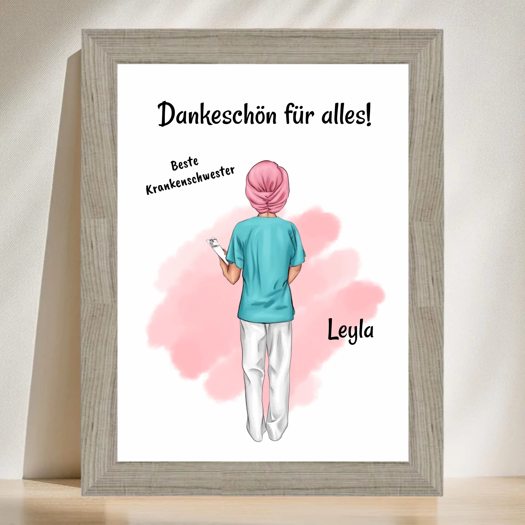 Krankenschwester mit Kopftuch Poster personalisiert - Cantty