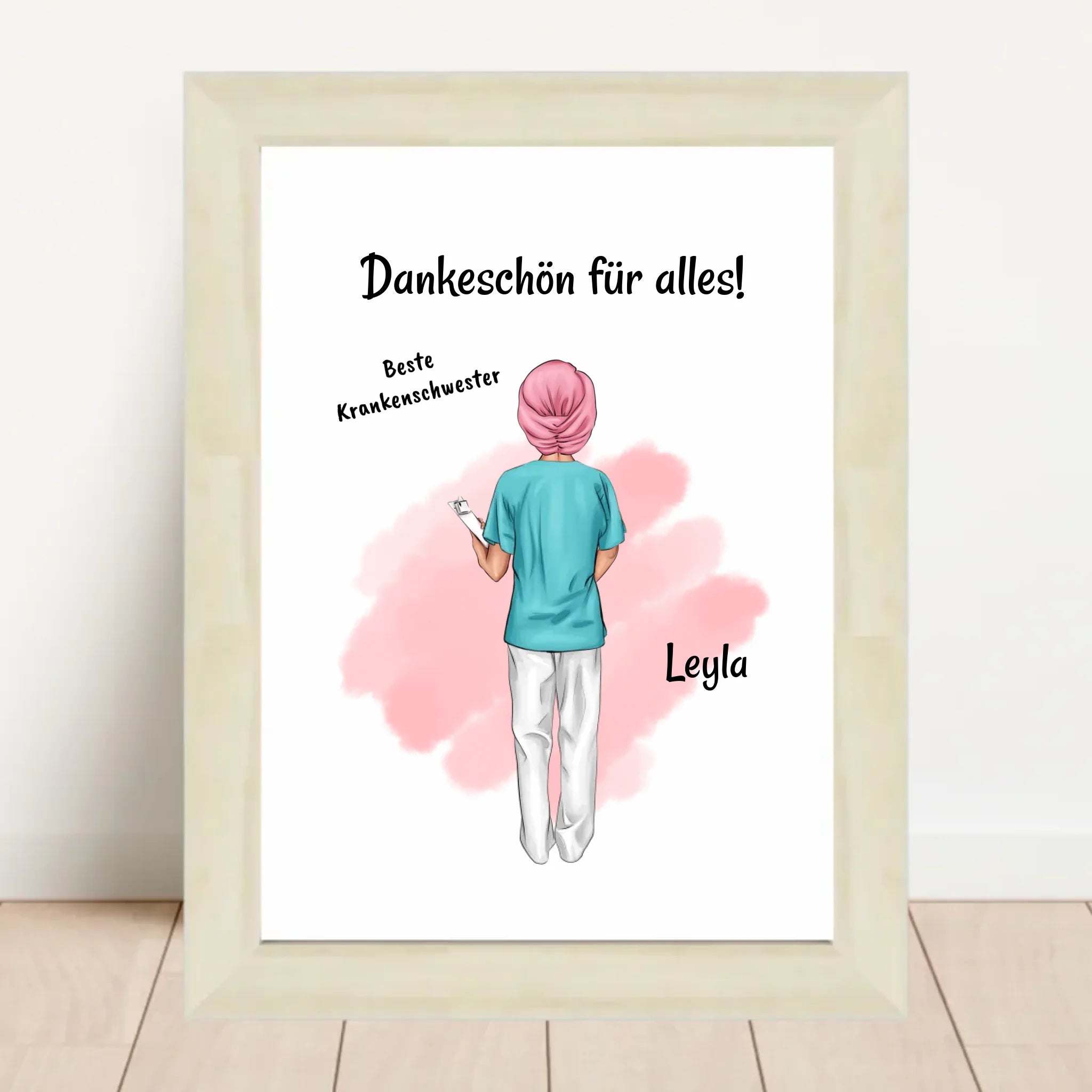 Krankenschwester mit Kopftuch Poster personalisiert - Cantty