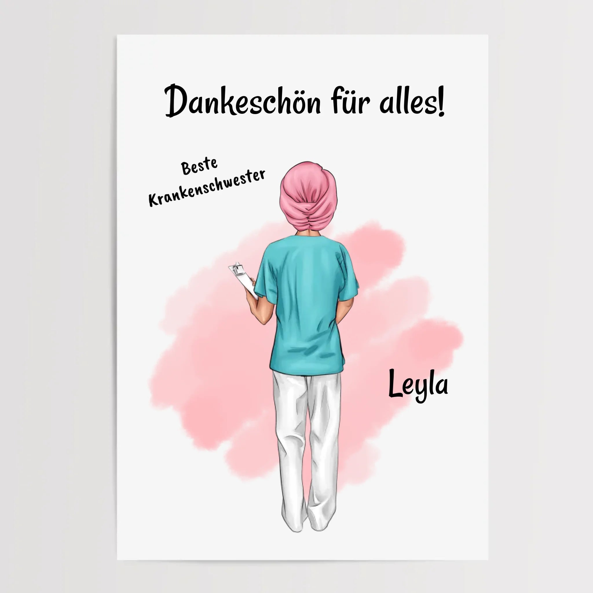 Krankenschwester mit Kopftuch Poster personalisiert - Cantty