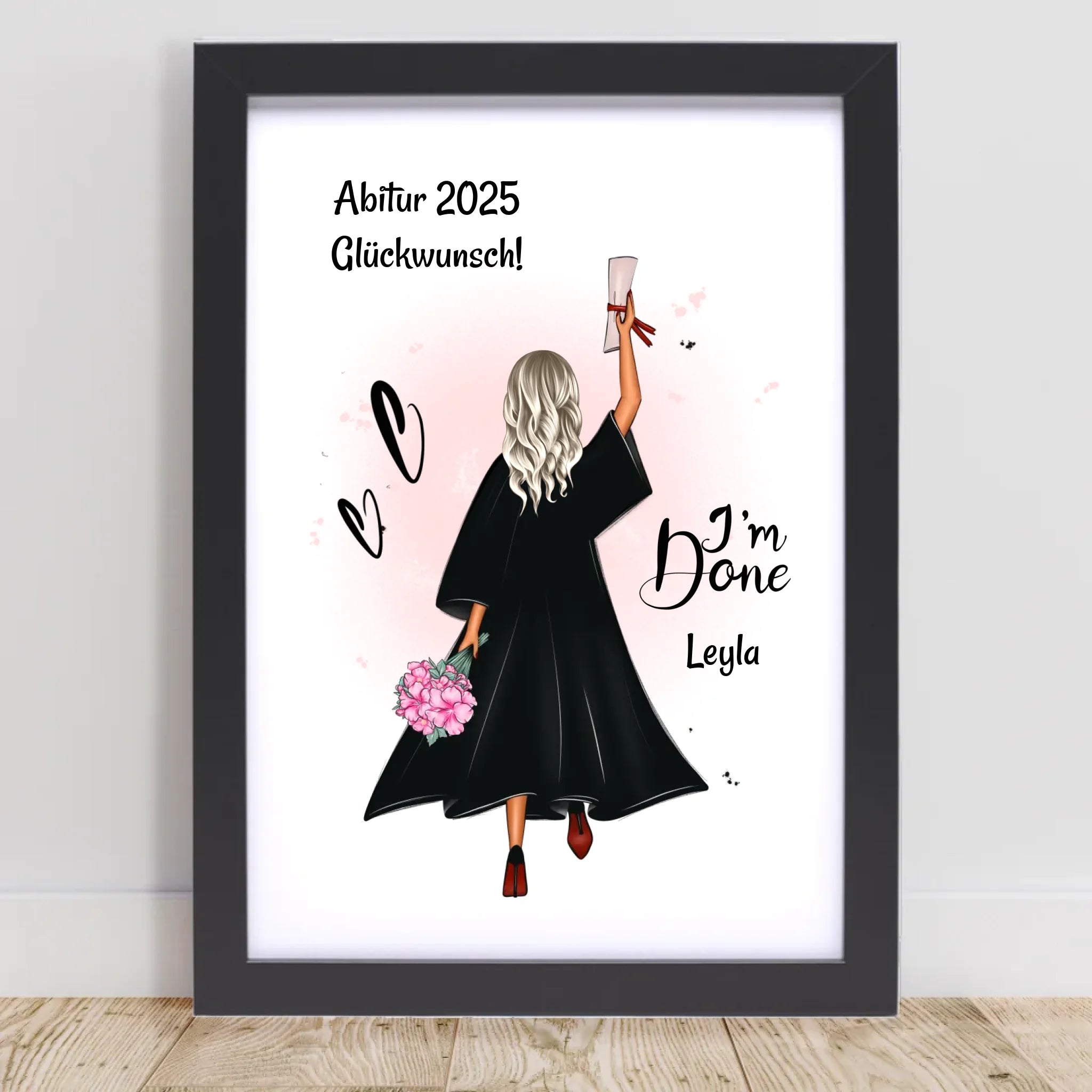 Abitur Poster Abschlussgeschenk für Mädchen personalisiert - Cantty