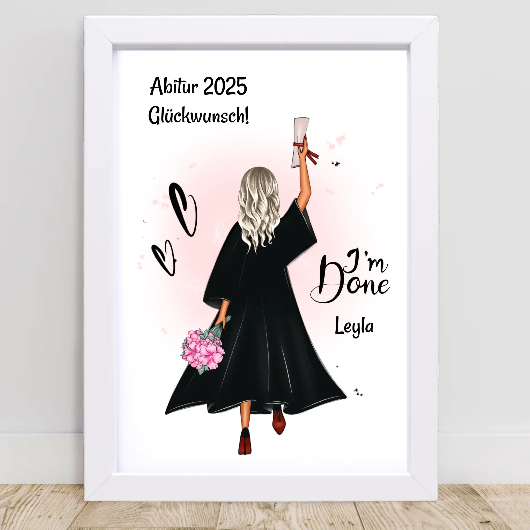 Abitur Poster Abschlussgeschenk für Mädchen personalisiert - Cantty