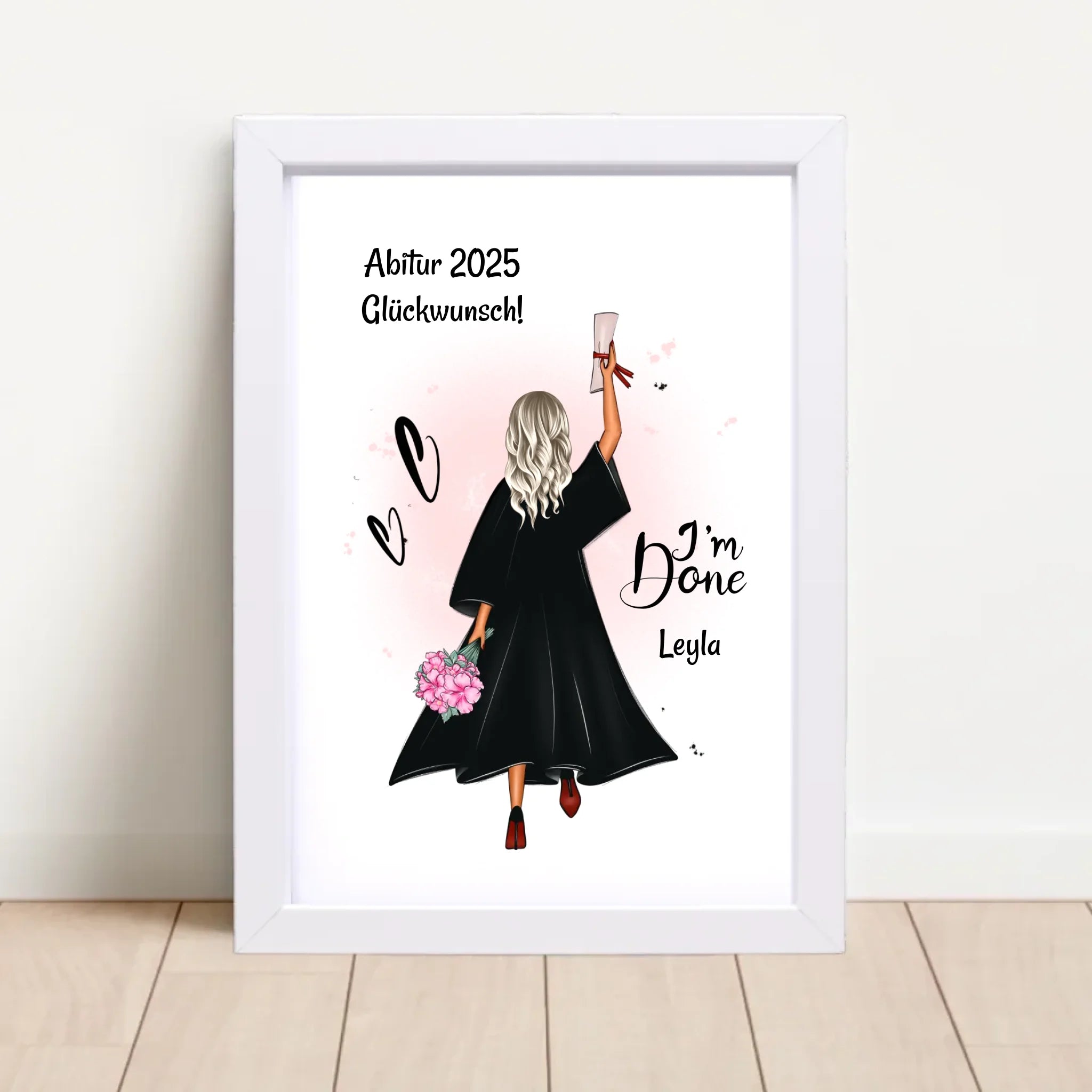 Abitur Poster Abschlussgeschenk für Mädchen personalisiert - Cantty