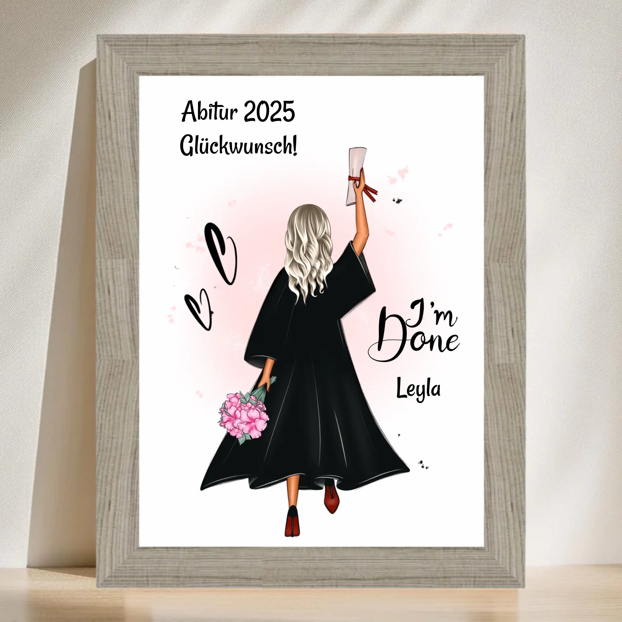 Abitur Poster Abschlussgeschenk für Mädchen personalisiert - Cantty