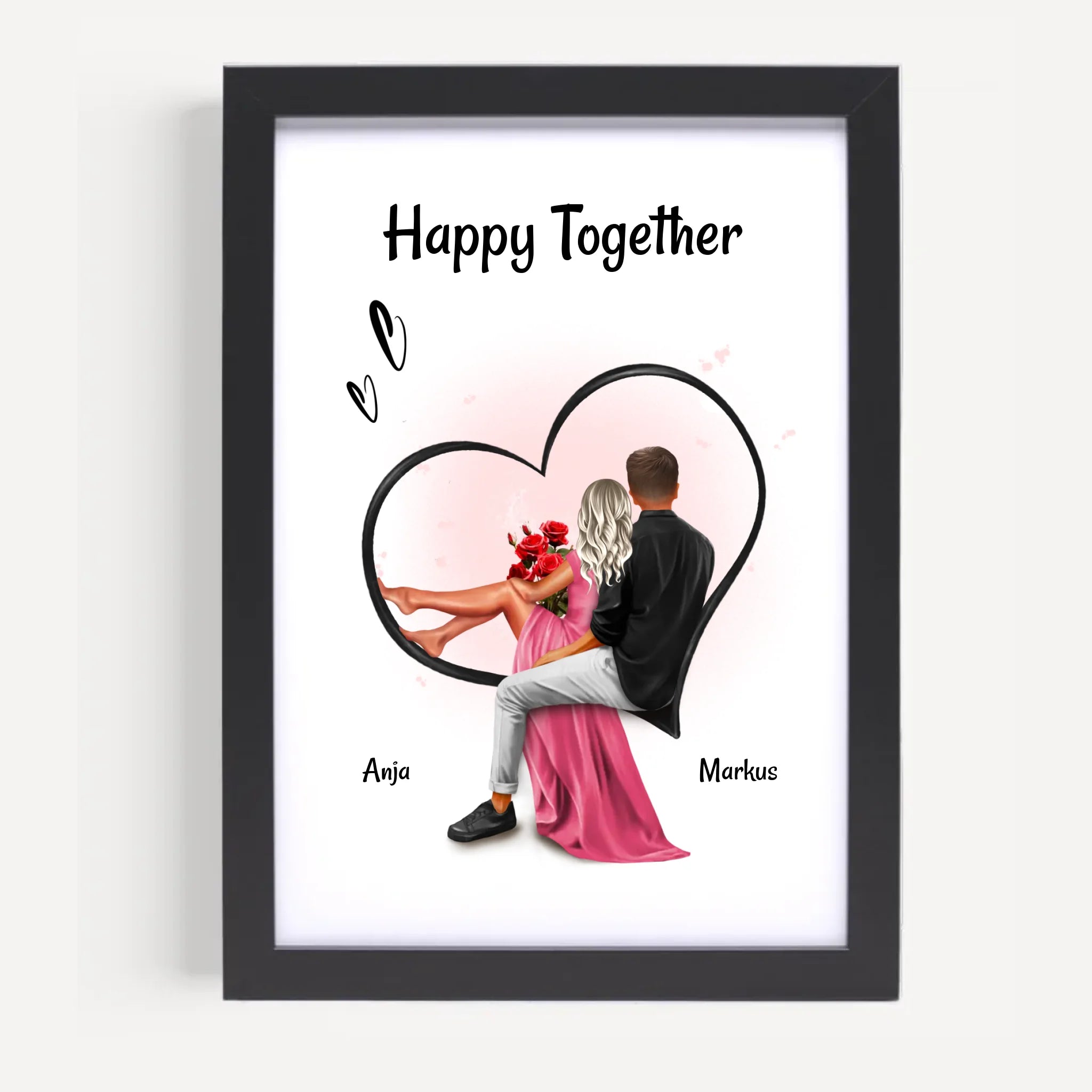 Paar Bild Geschenk für Freundin zum Jahrestag & Hochzeitstag personalisiert - Cantty