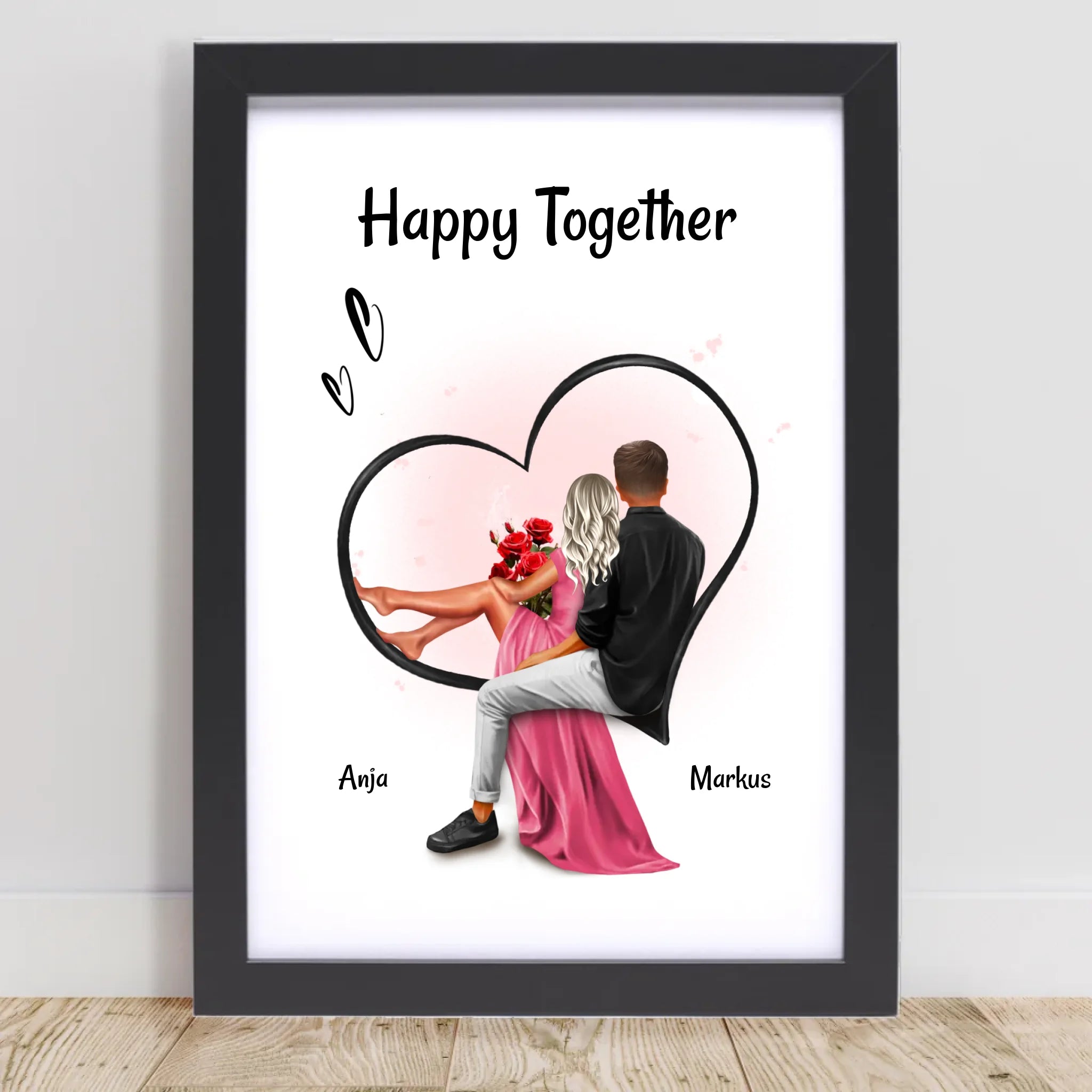 Paar Bild Geschenk für Freundin zum Jahrestag & Hochzeitstag personalisiert - Cantty