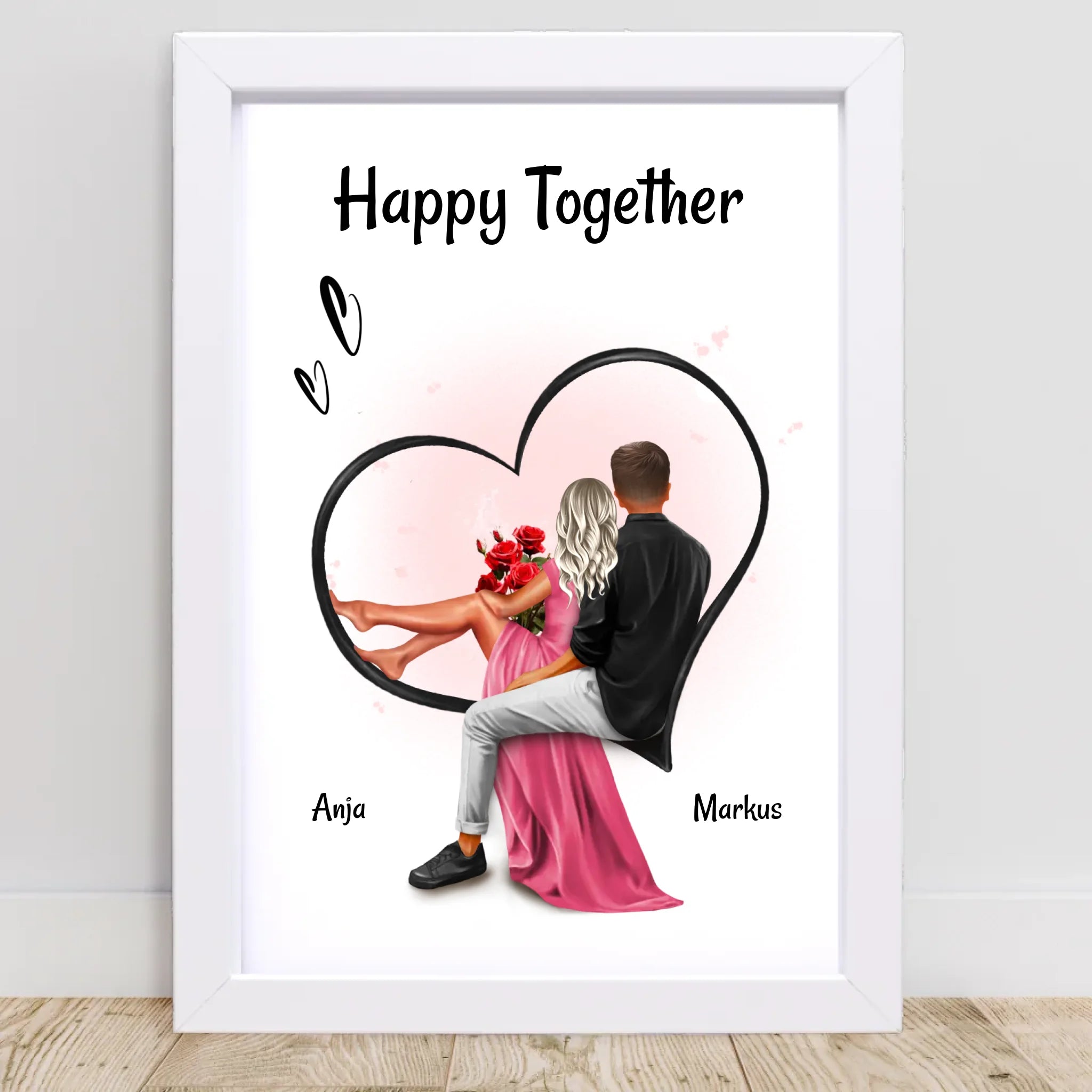 Paar Bild Geschenk für Freundin zum Jahrestag & Hochzeitstag personalisiert - Cantty