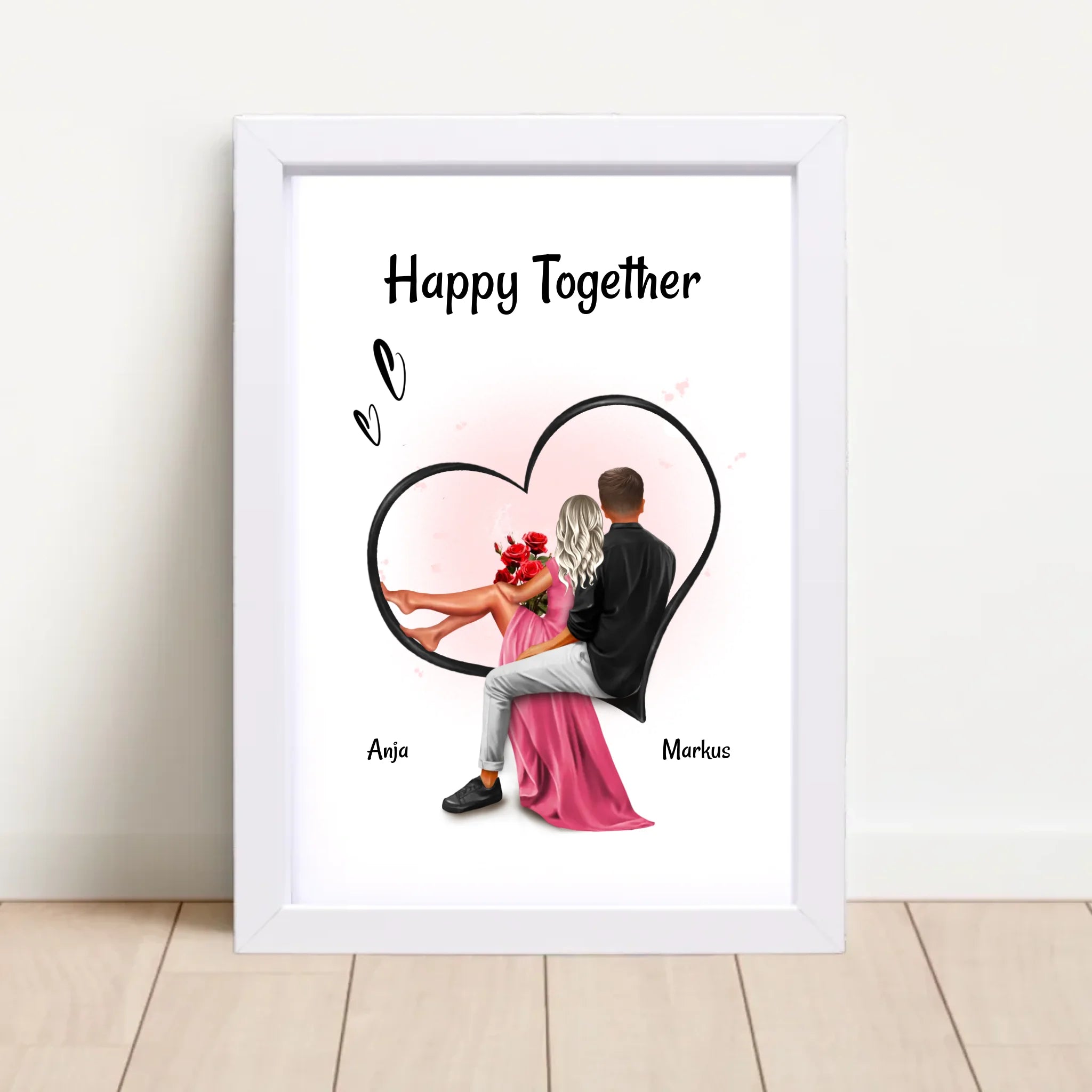Paar Bild Geschenk für Freundin zum Jahrestag & Hochzeitstag personalisiert - Cantty