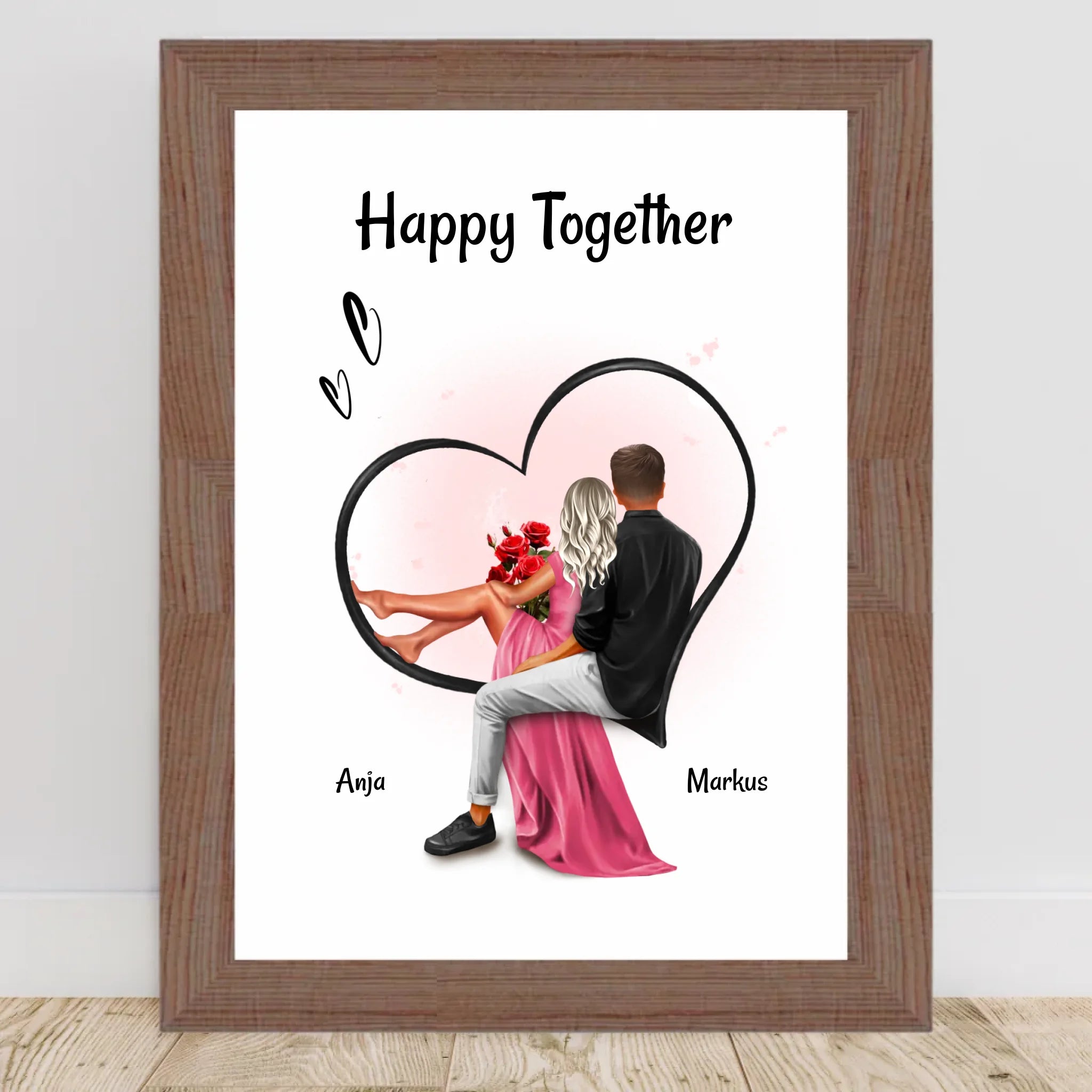 Paar Bild Geschenk für Freundin zum Jahrestag & Hochzeitstag personalisiert - Cantty