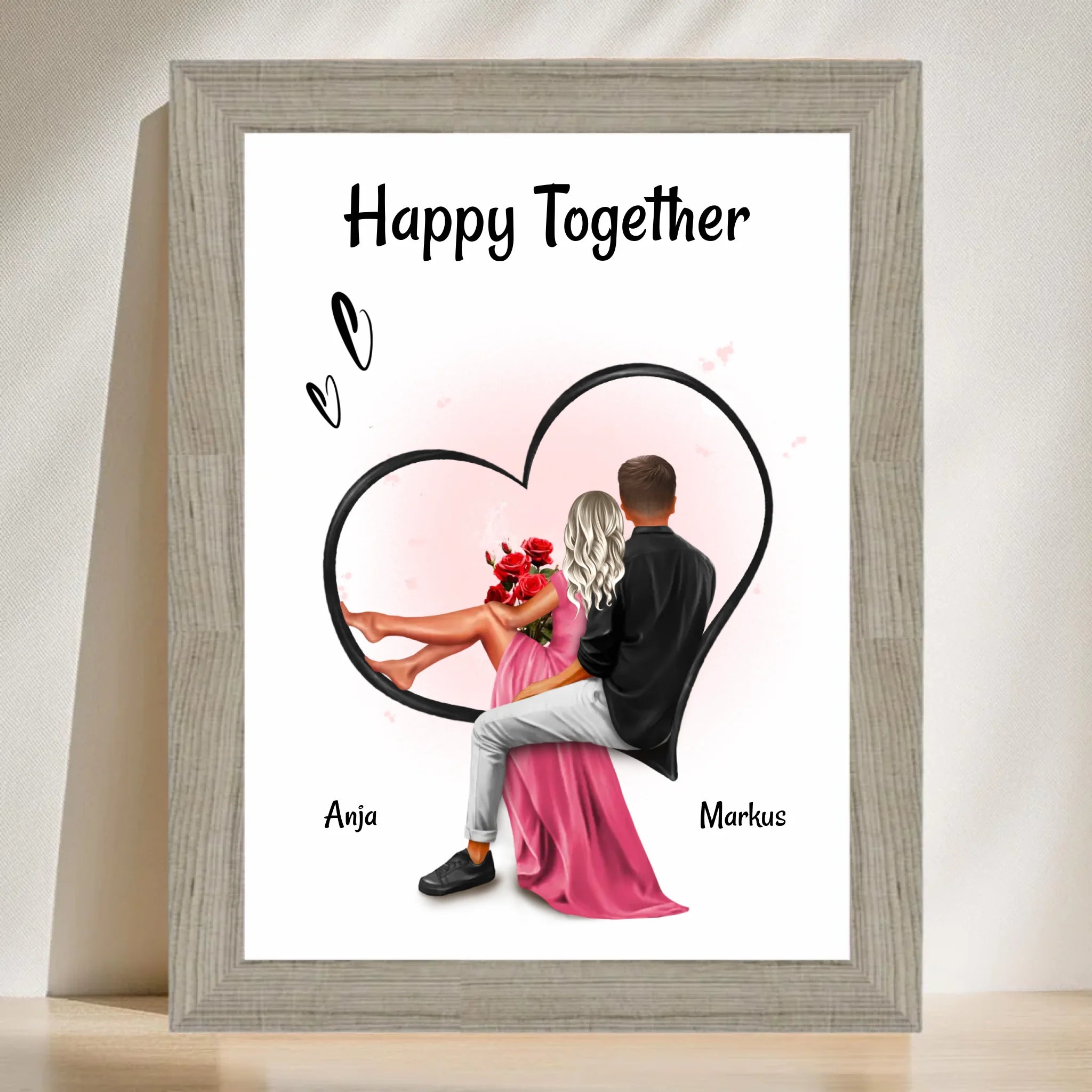 Paar Bild Geschenk für Freundin zum Jahrestag & Hochzeitstag personalisiert - Cantty