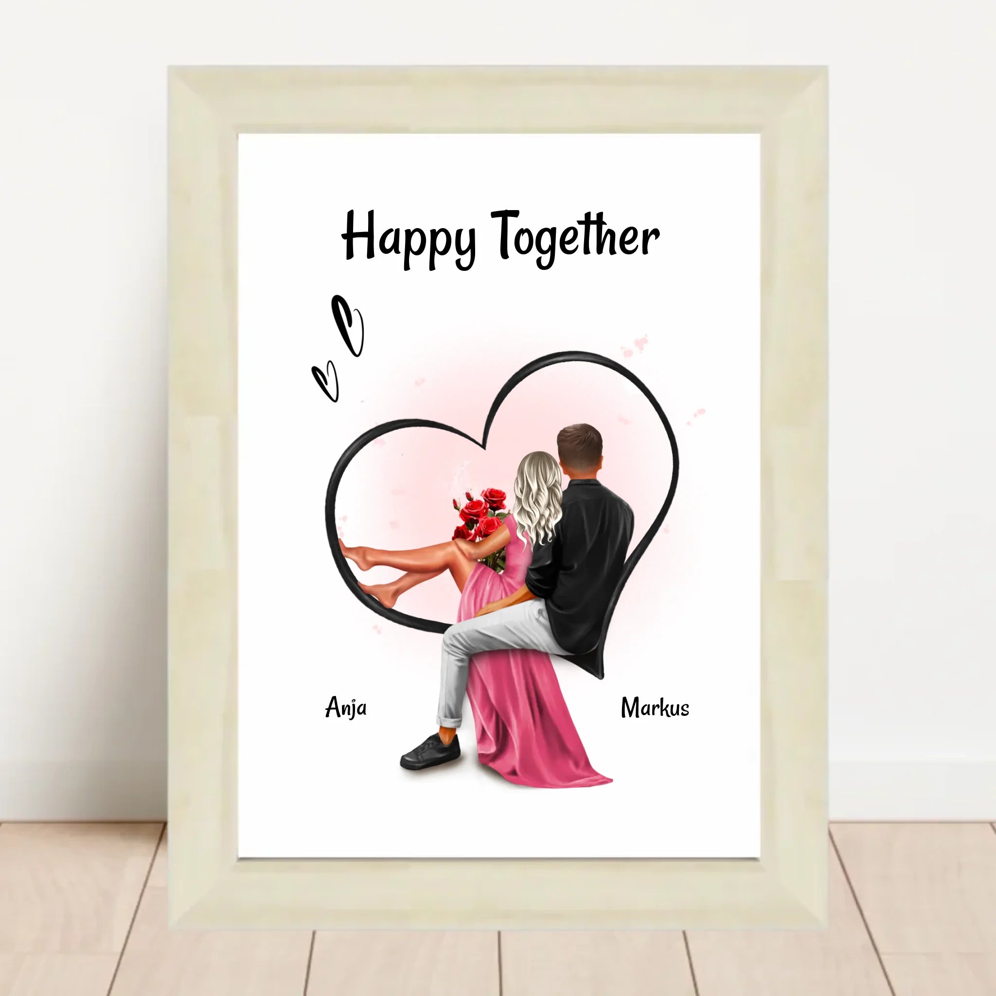 Paar Bild Geschenk für Freundin zum Jahrestag & Hochzeitstag personalisiert - Cantty