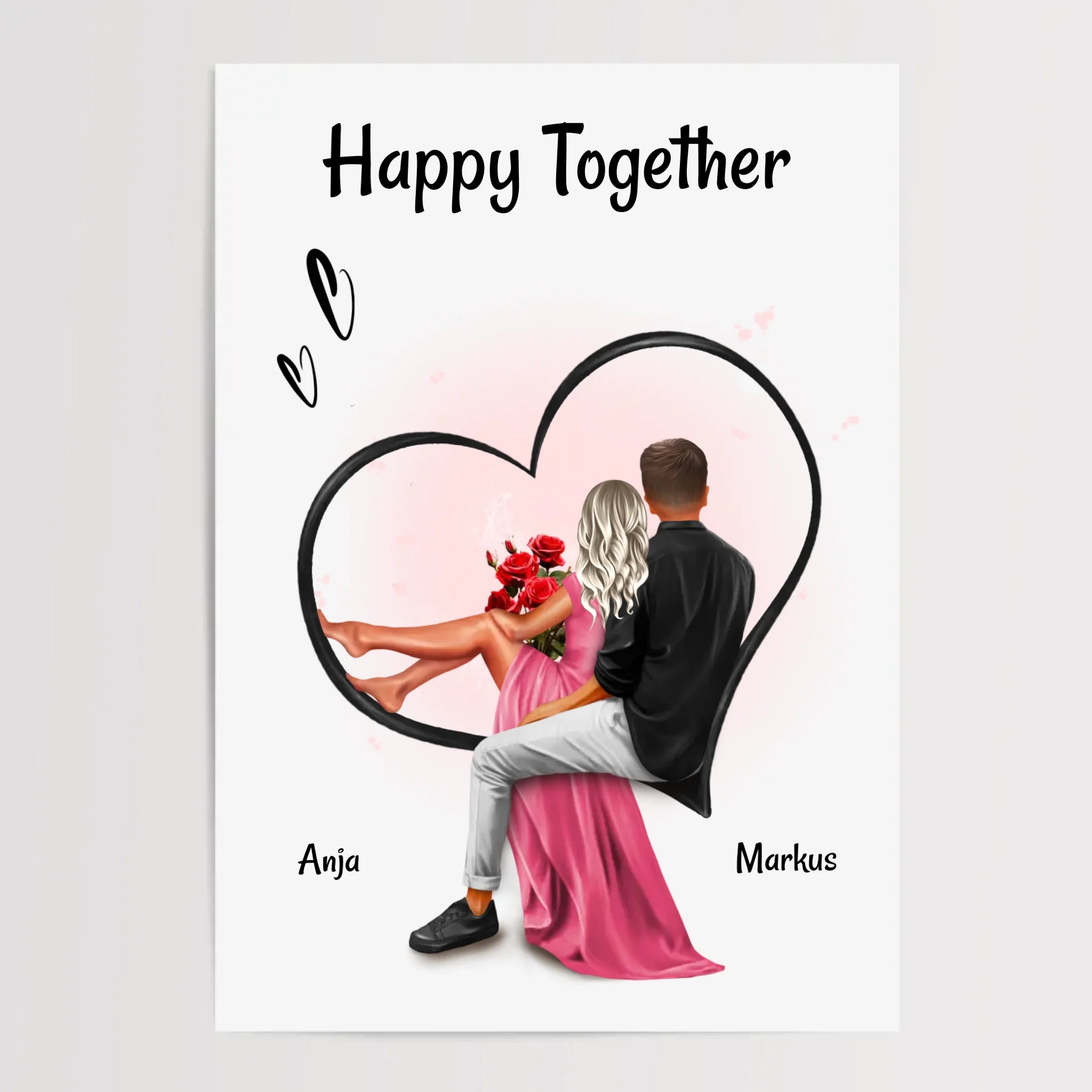 Paar Bild Geschenk für Freundin zum Jahrestag & Hochzeitstag personalisiert - Cantty