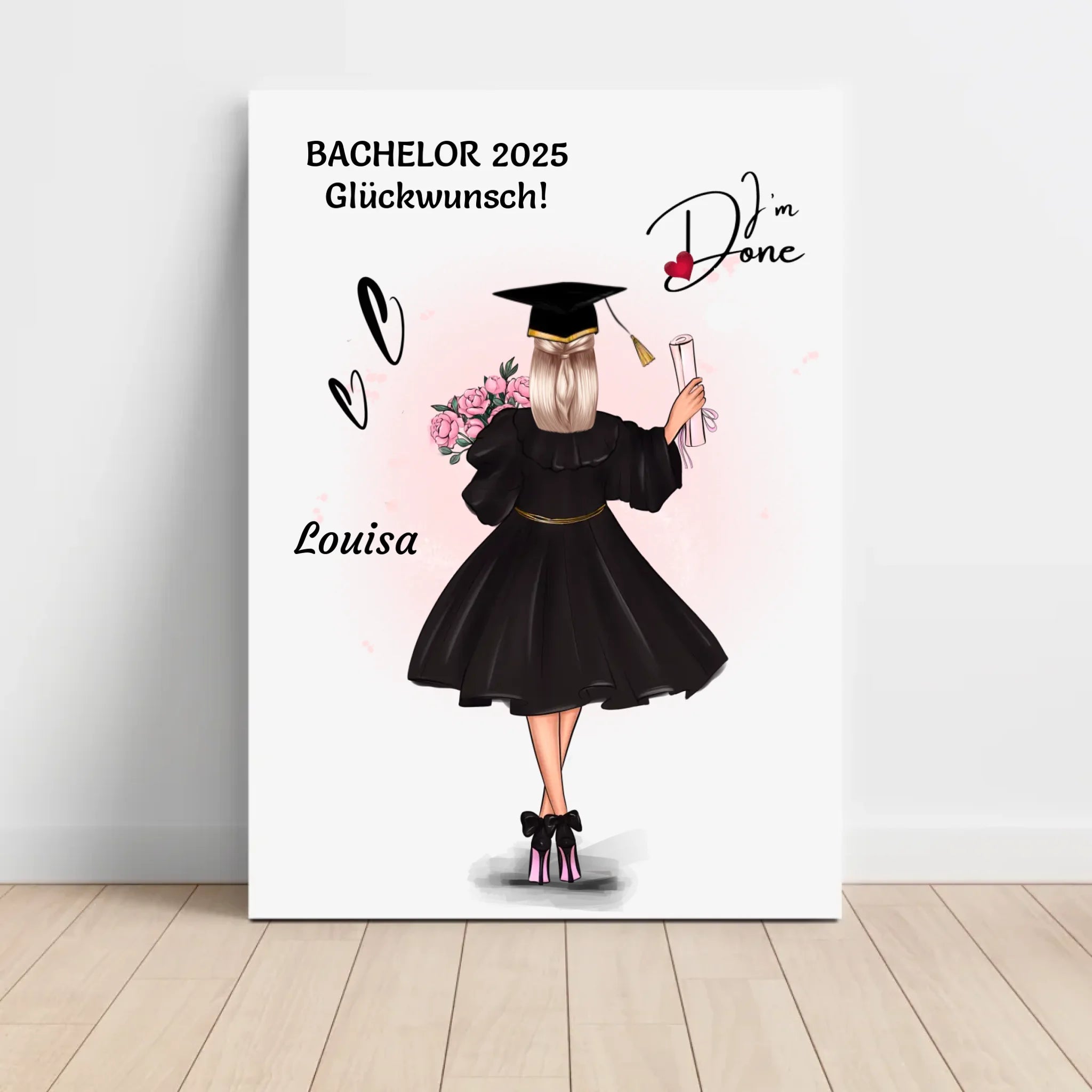 Mädchen Bachelorstudium Abschlussgeschenk Bild personalisiert - Cantty