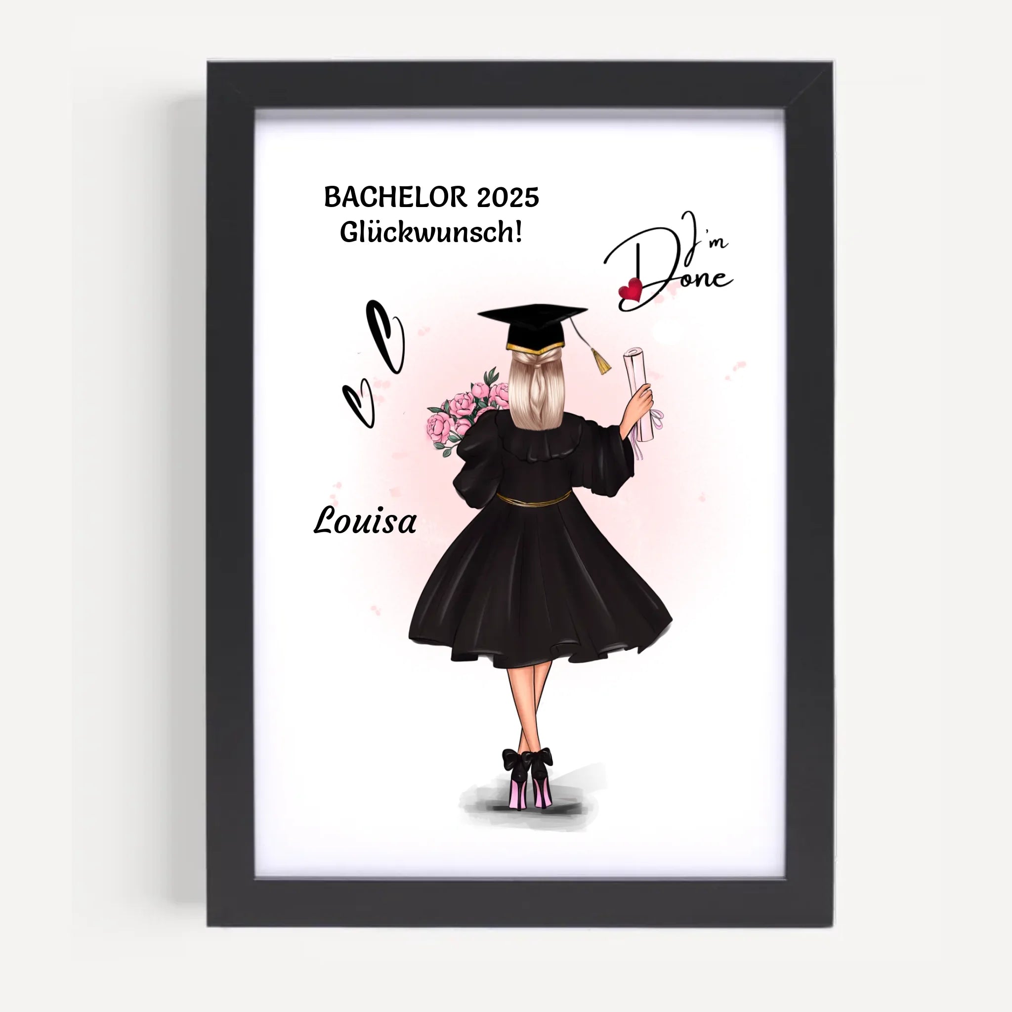 Mädchen Bachelorstudium Abschlussgeschenk Bild personalisiert - Cantty