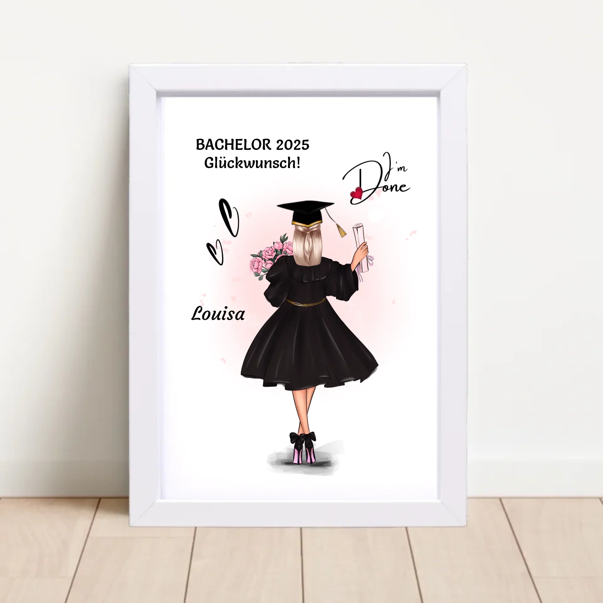 Mädchen Bachelorstudium Abschlussgeschenk Bild personalisiert - Cantty