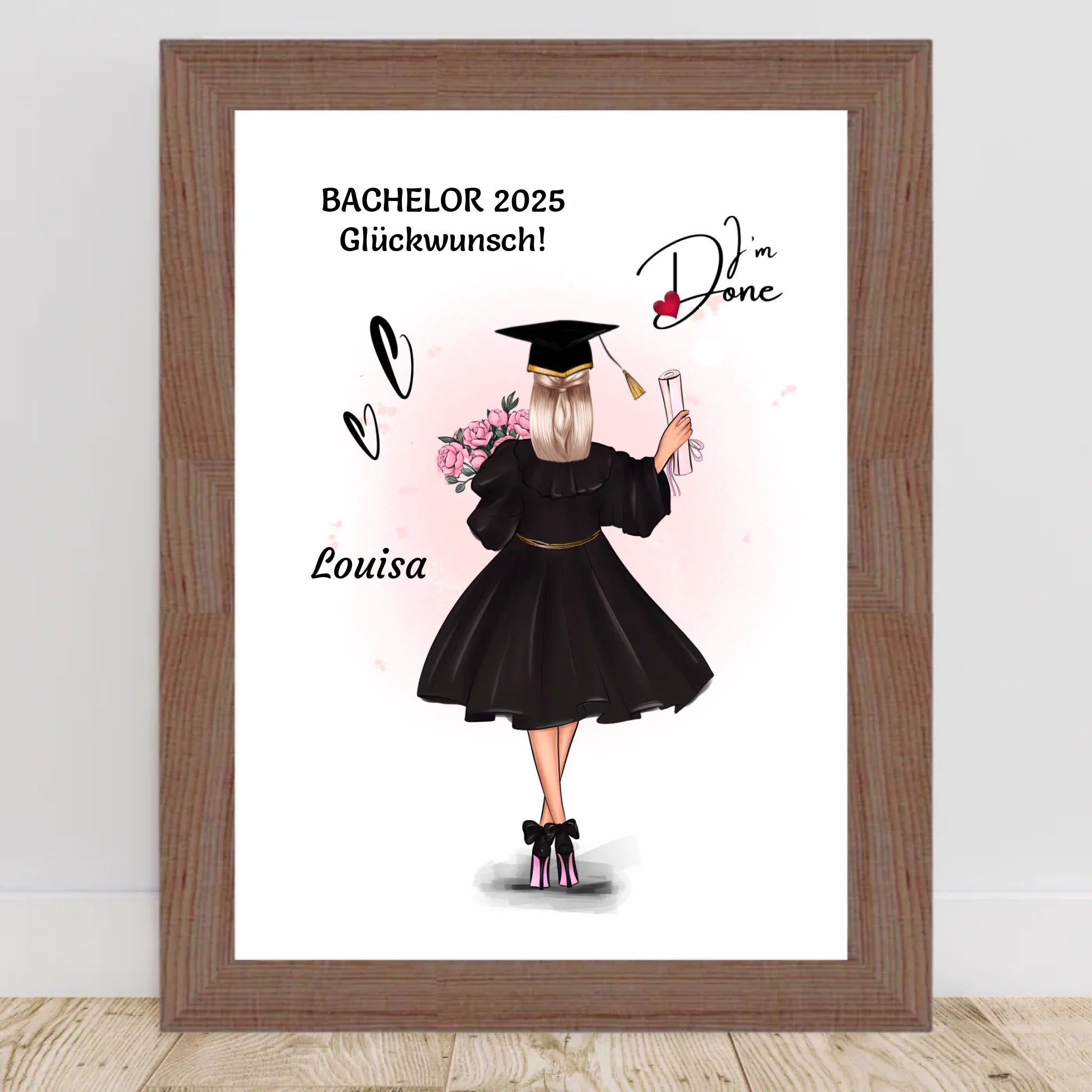 Mädchen Bachelorstudium Abschlussgeschenk Bild personalisiert - Cantty