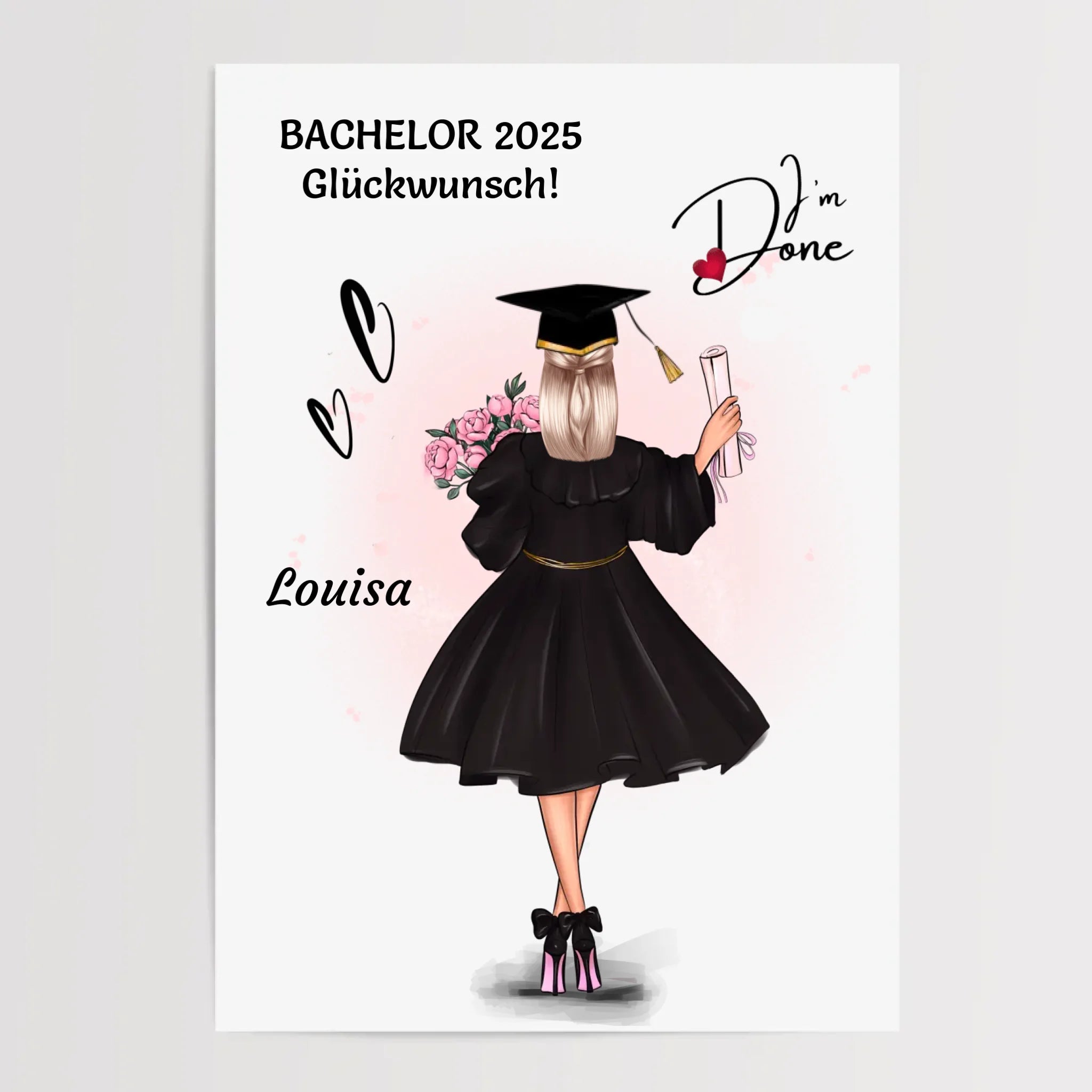 Mädchen Bachelorstudium Abschlussgeschenk Bild personalisiert - Cantty