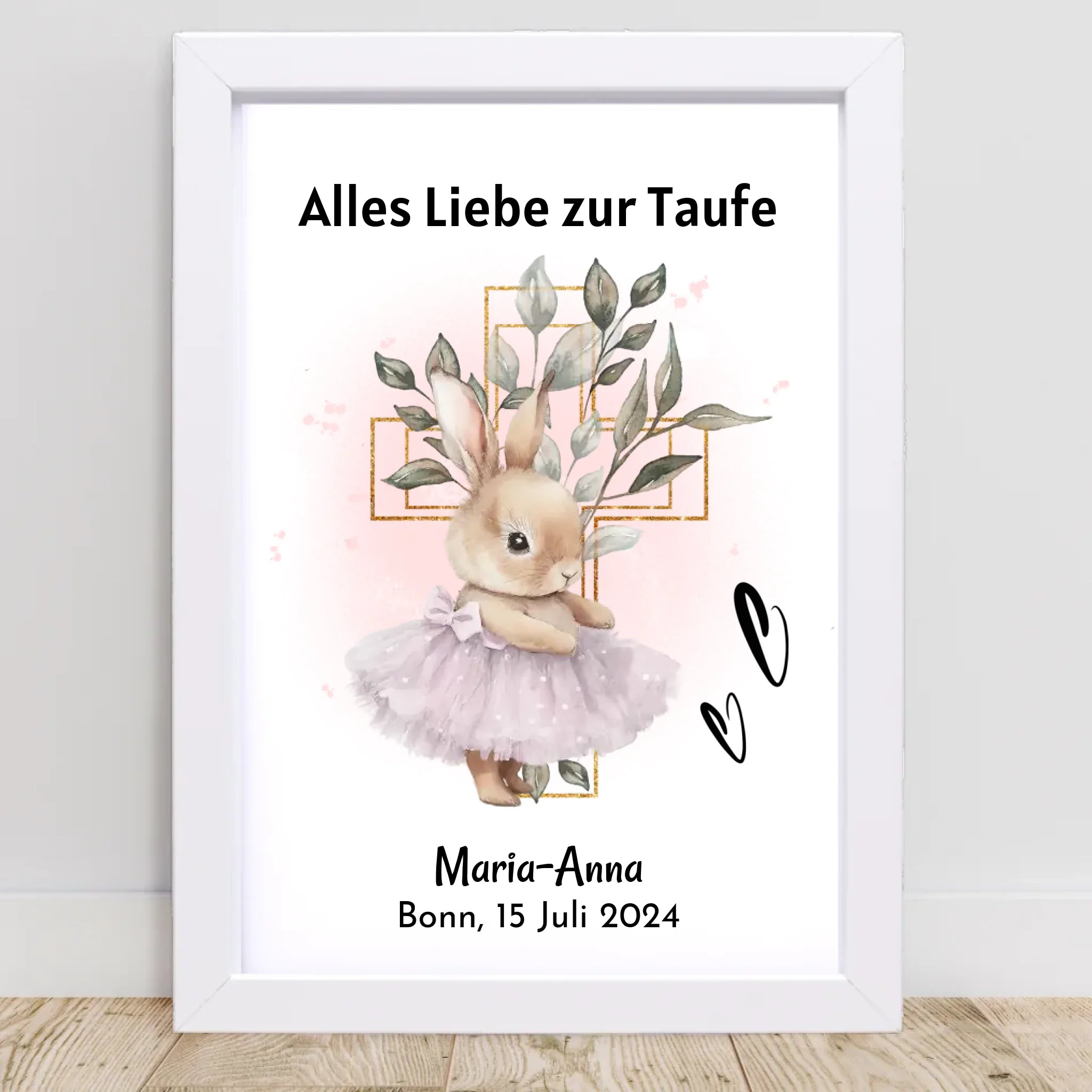 Mädchen Taufe Geschenk Bild / Poster / Karte personalisiert - Cantty