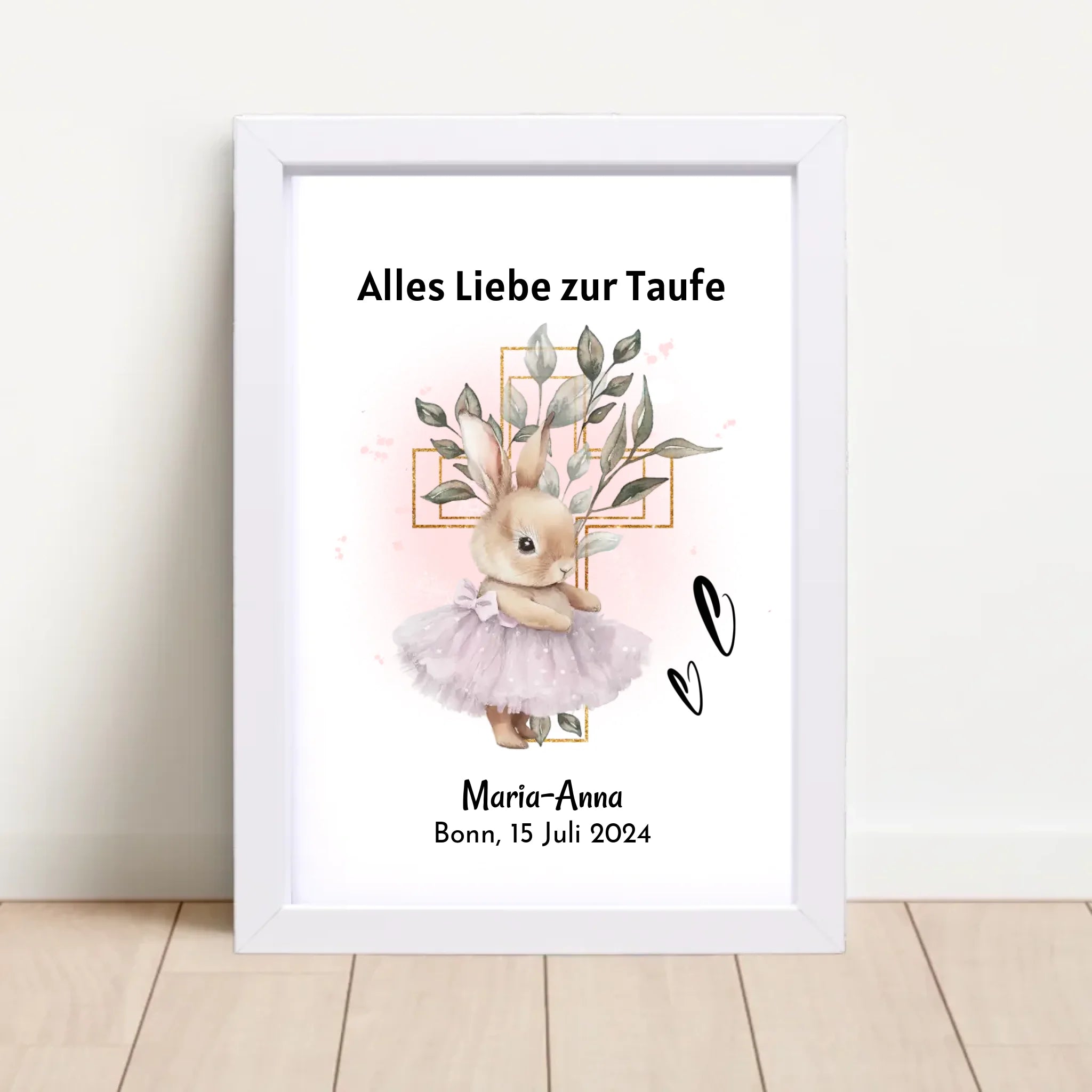Mädchen Taufe Geschenk Bild / Poster / Karte personalisiert - Cantty