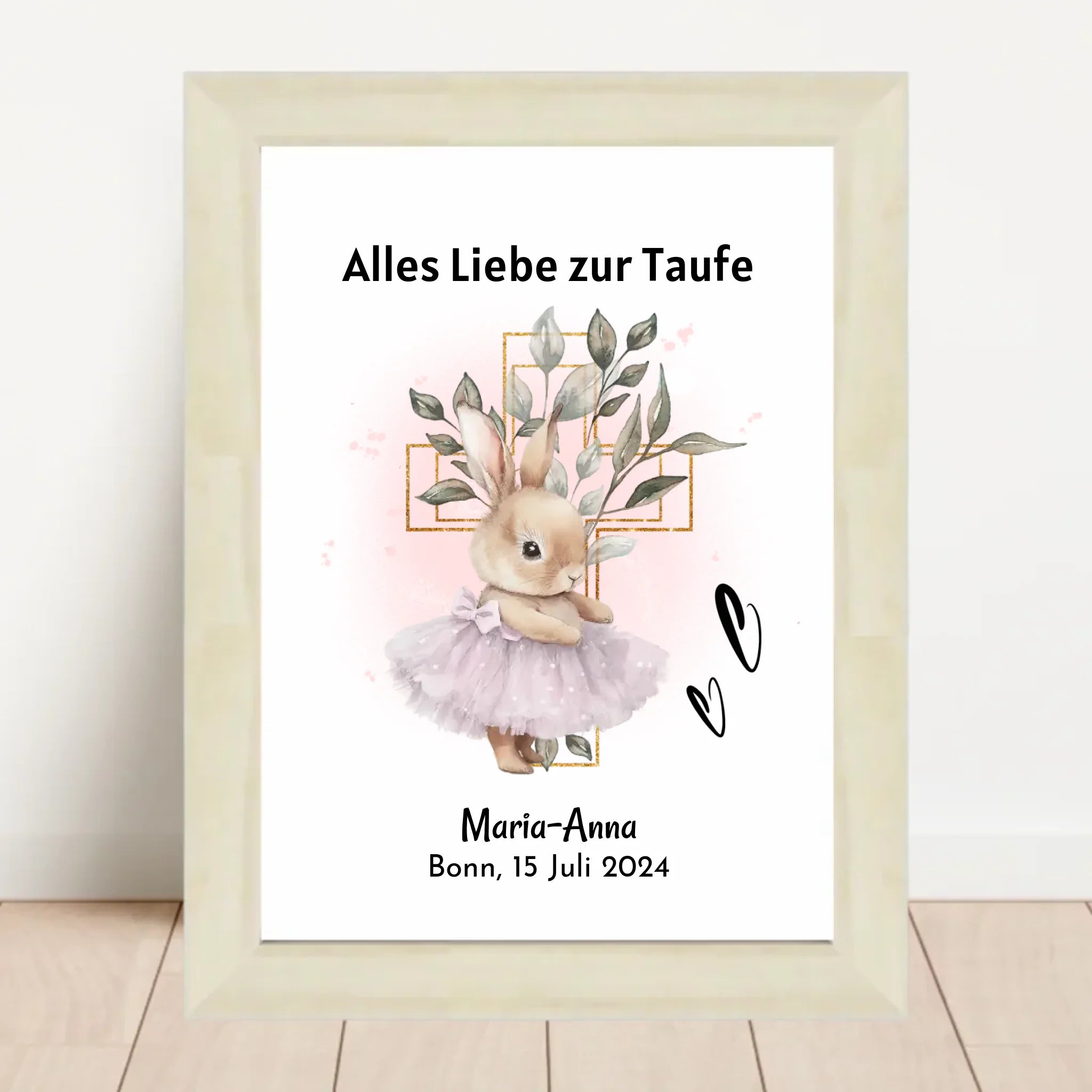 Mädchen Taufe Geschenk Bild / Poster / Karte personalisiert - Cantty