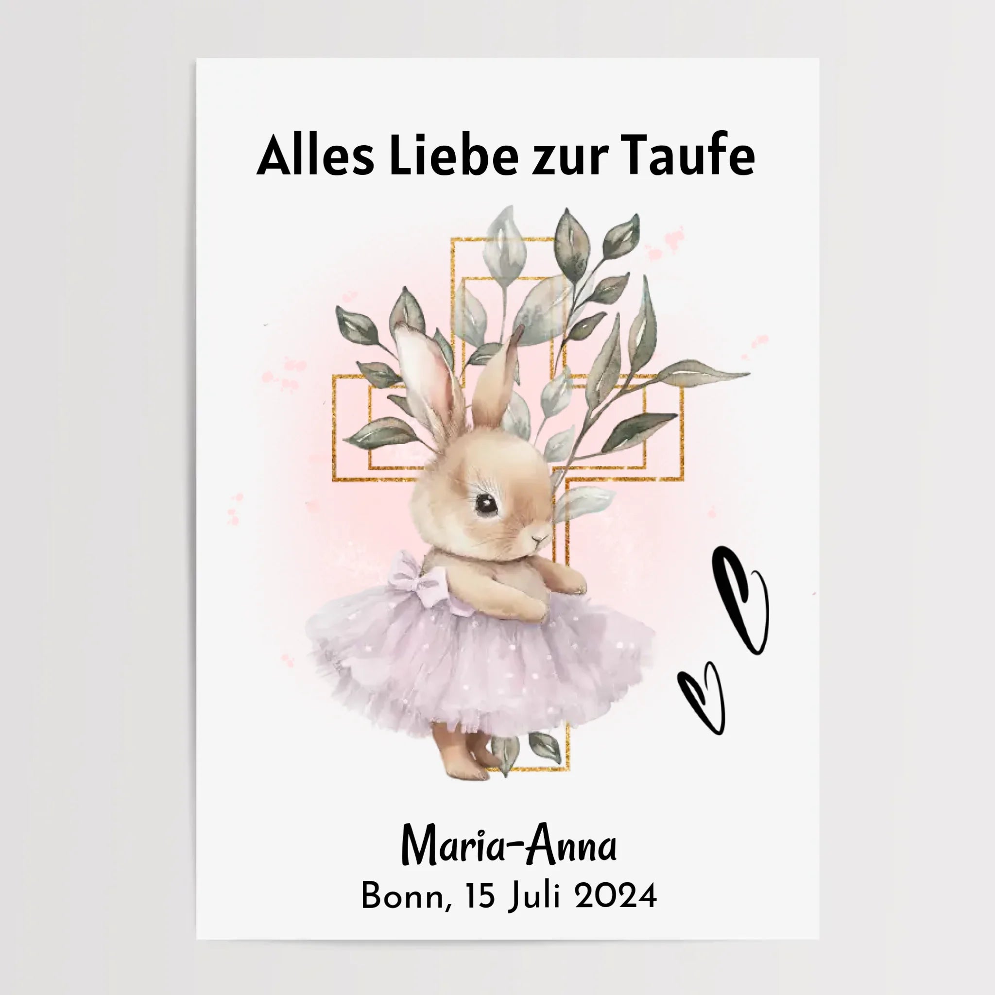 Mädchen Taufe Geschenk Bild / Poster / Karte personalisiert - Cantty