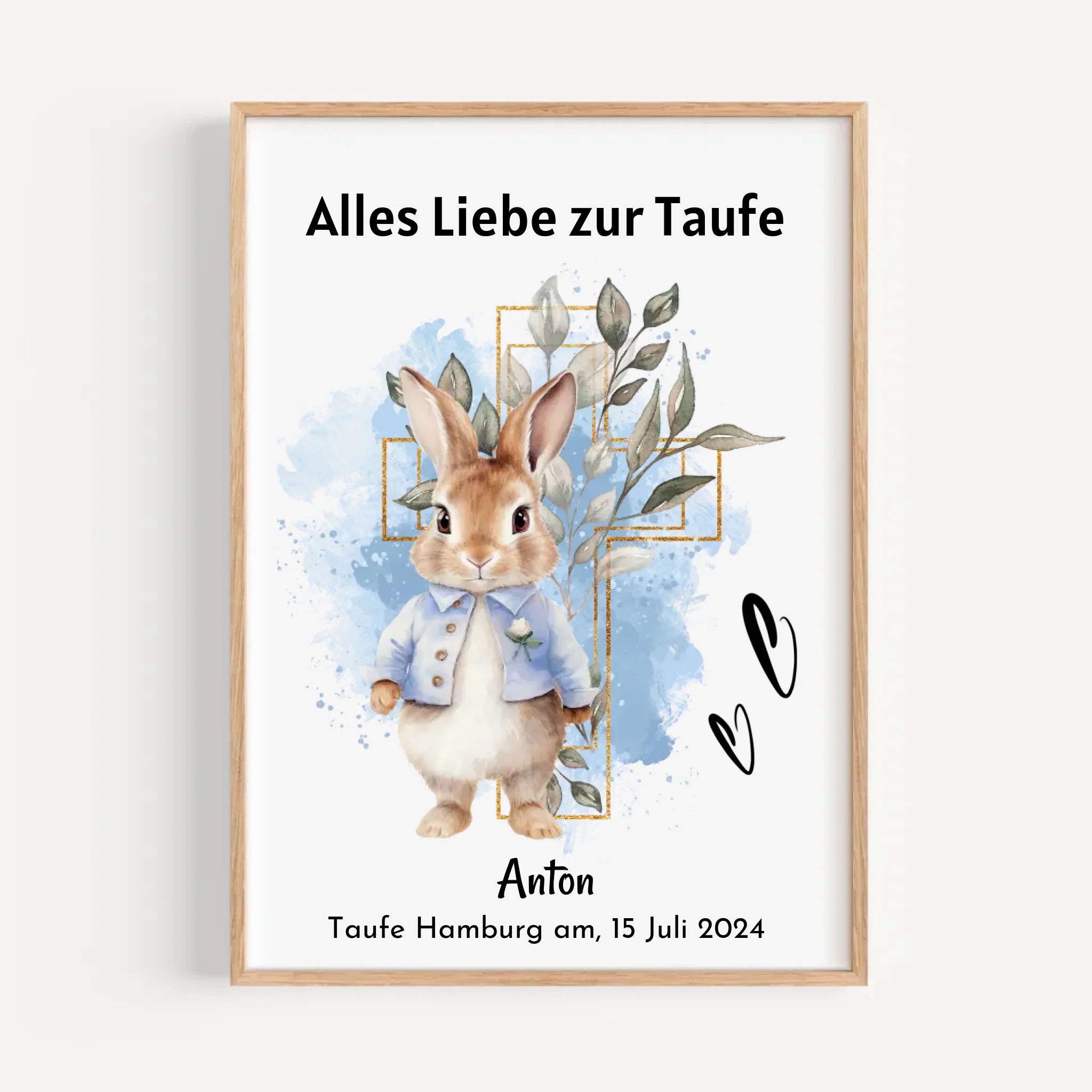 Junge Taufe Geschenk Bild / Poster / Karte personalisiert - Cantty