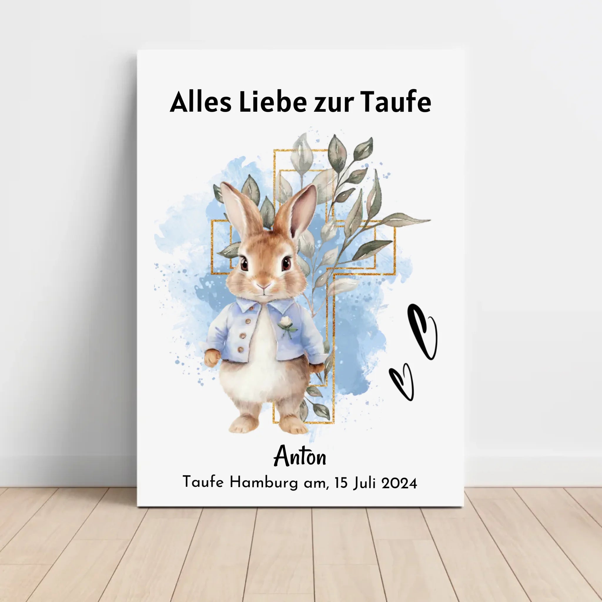 Junge Taufe Geschenk Bild / Poster / Karte personalisiert - Cantty