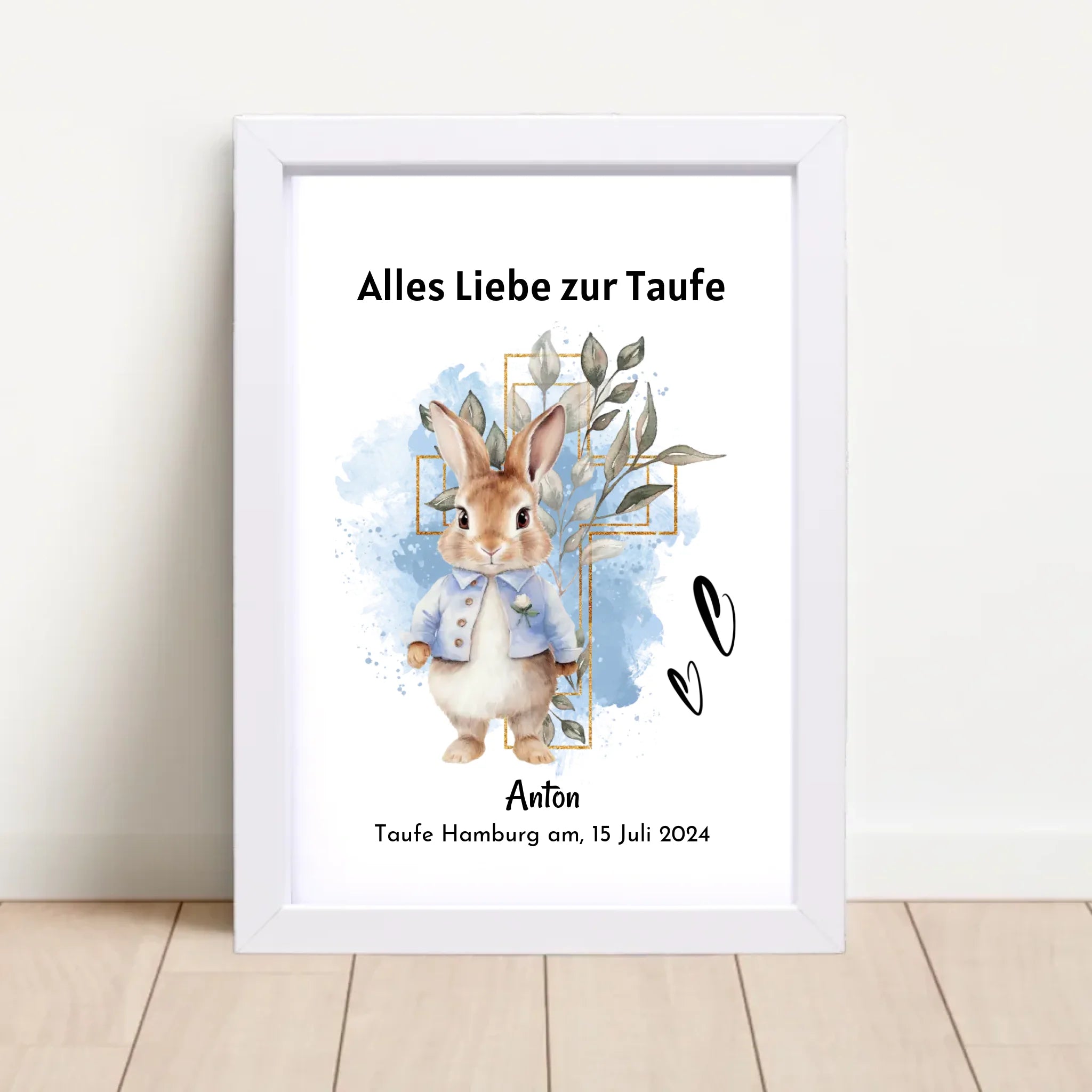 Junge Taufe Geschenk Bild / Poster / Karte personalisiert - Cantty