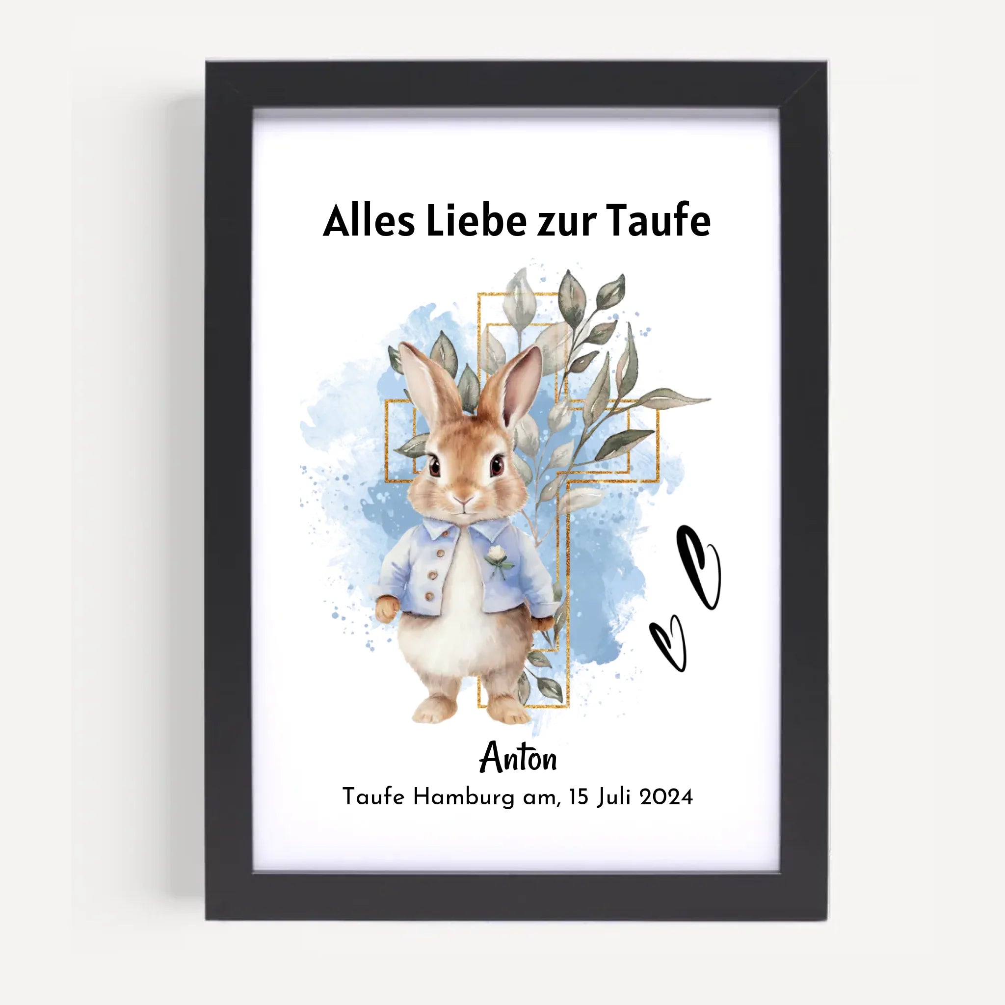 Junge Taufe Geschenk Bild / Poster / Karte personalisiert - Cantty