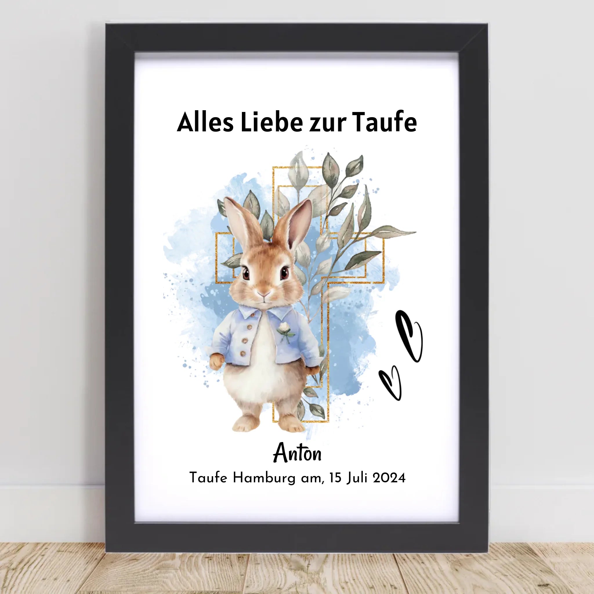 Junge Taufe Geschenk Bild / Poster / Karte personalisiert - Cantty