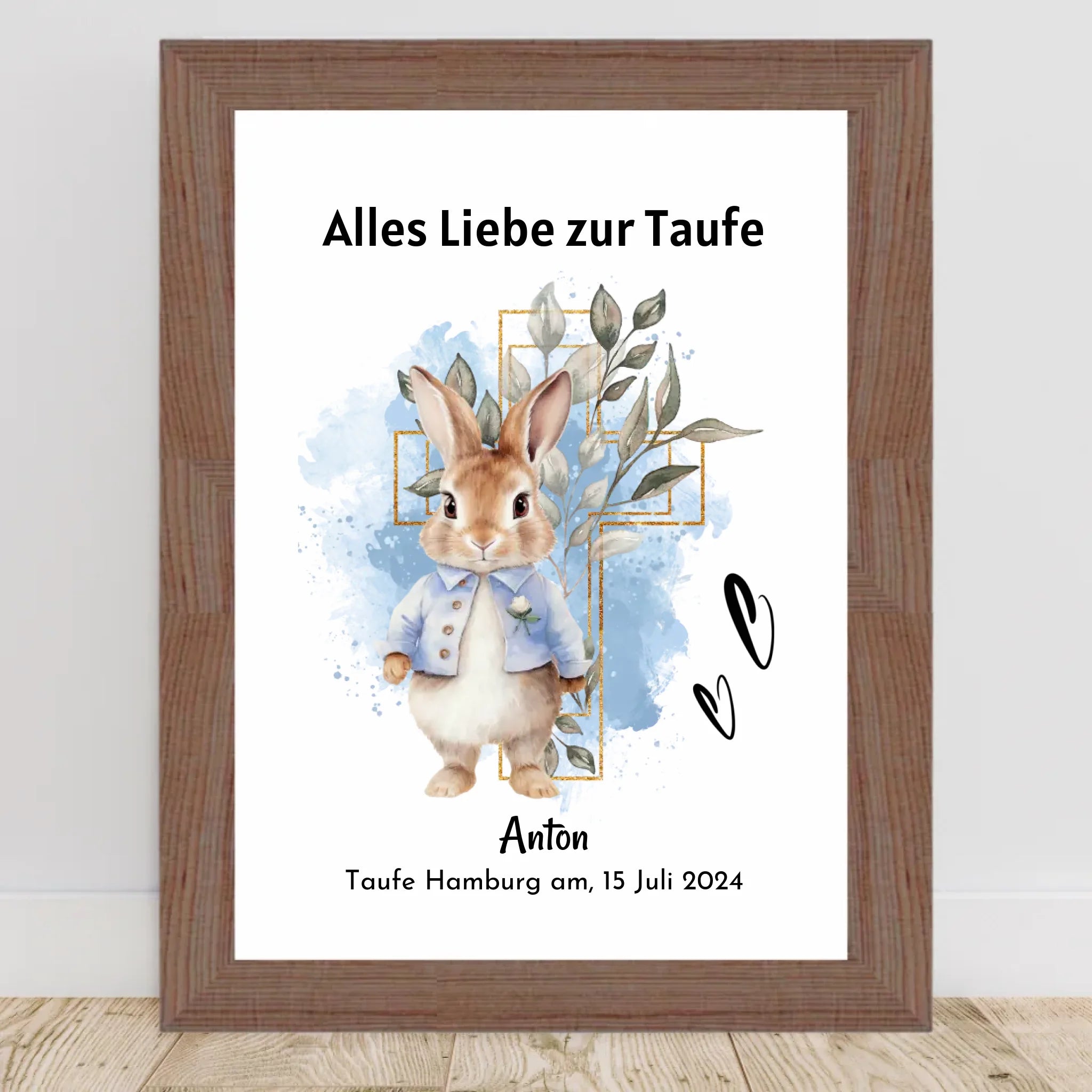 Junge Taufe Geschenk Bild / Poster / Karte personalisiert - Cantty