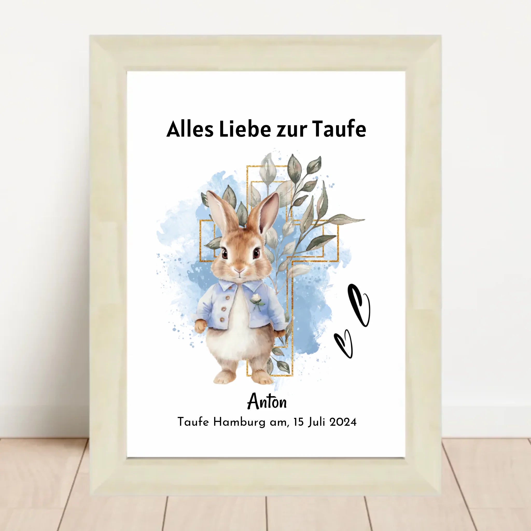 Junge Taufe Geschenk Bild / Poster / Karte personalisiert - Cantty