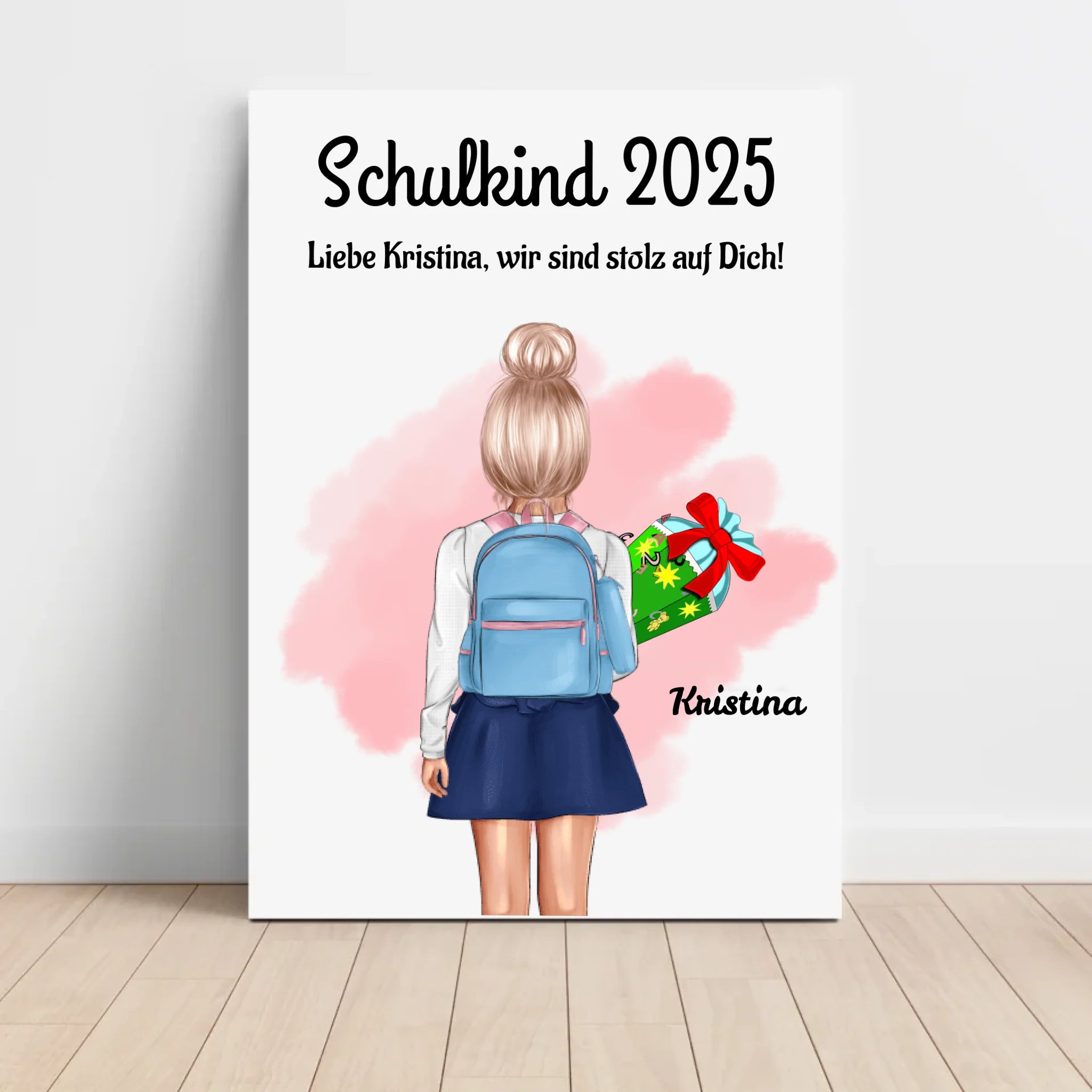 Einschulung Mädchen Bild Poster Geschenk Schulkind 1 Klasse personalisiert - Cantty