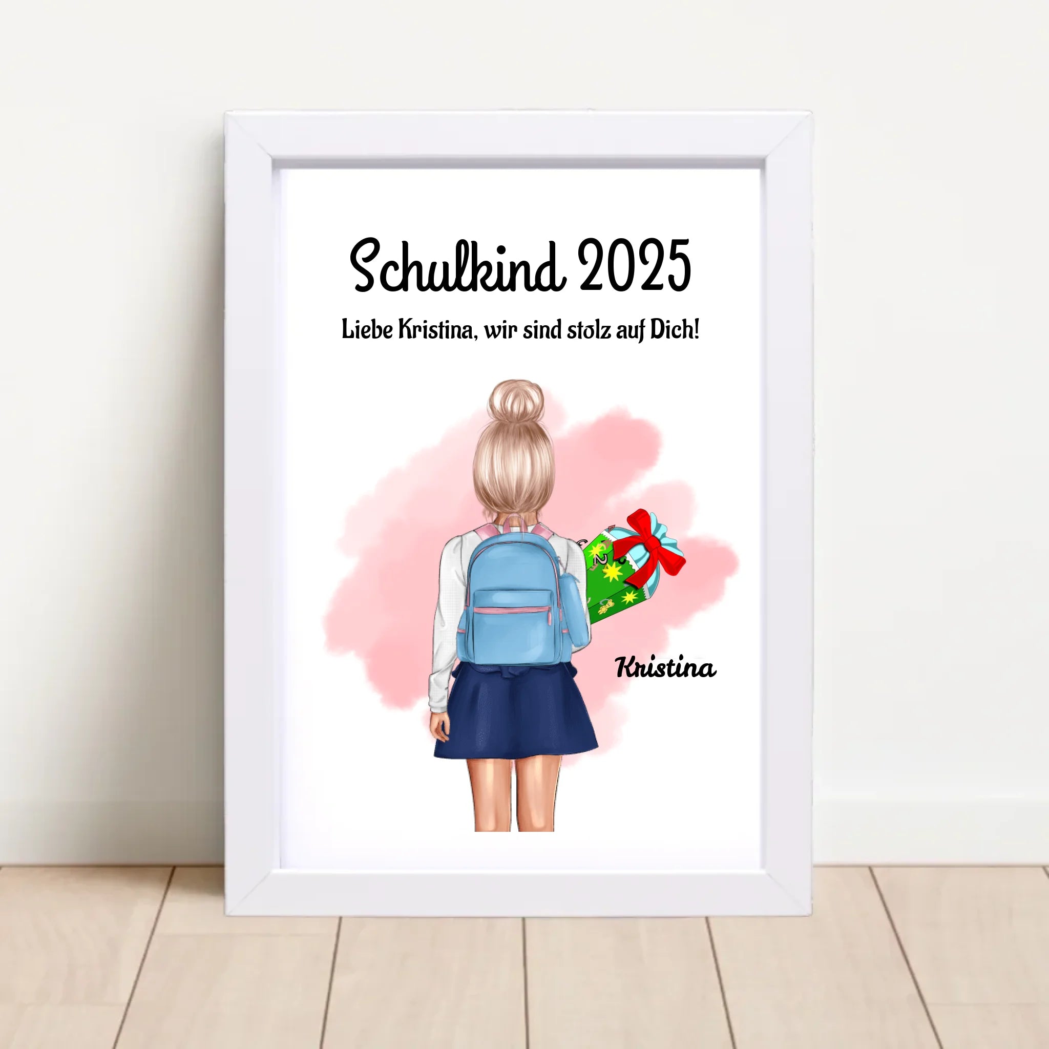 Einschulung Mädchen Bild Poster Geschenk Schulkind 1 Klasse personalisiert - Cantty