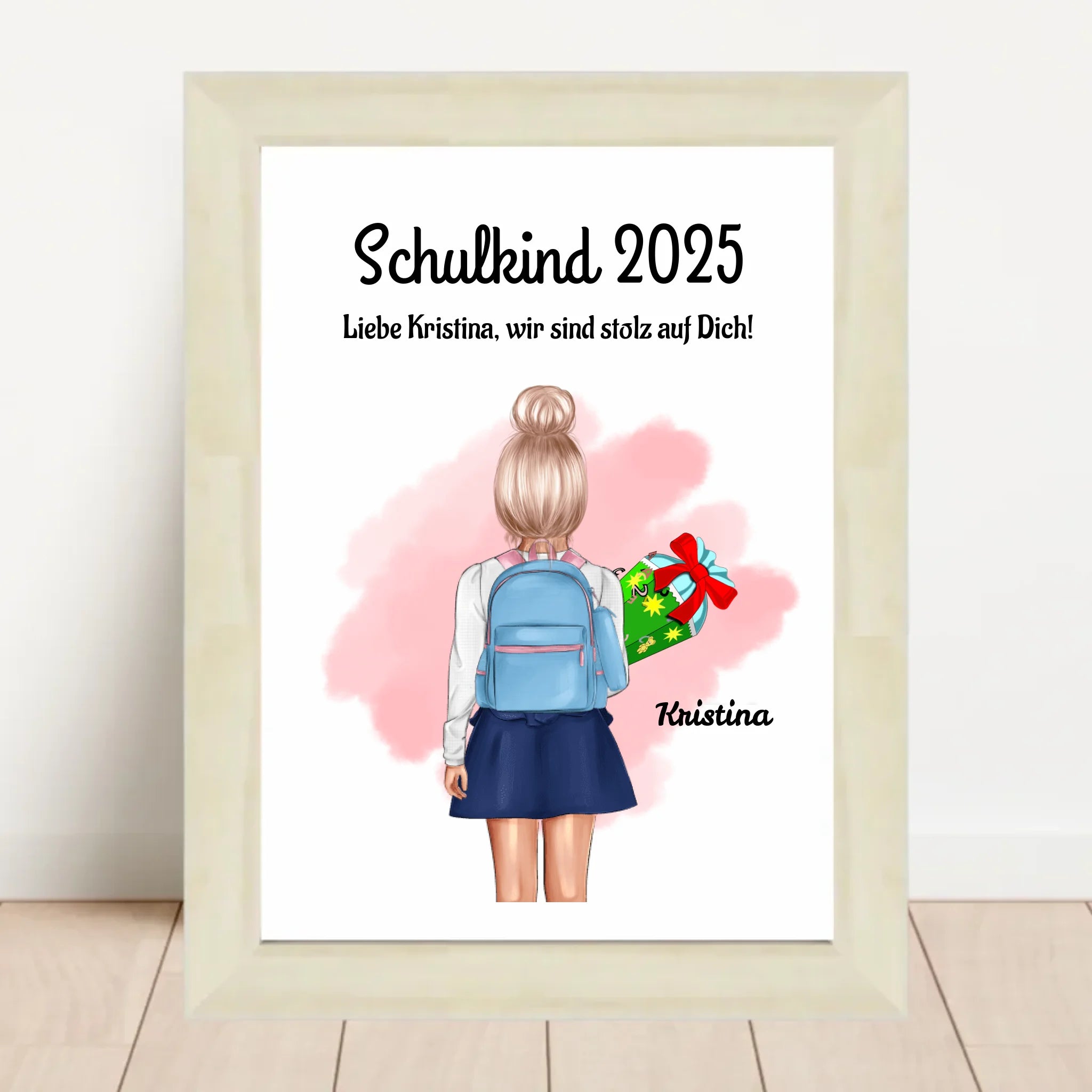 Einschulung Mädchen Bild Poster Geschenk Schulkind 1 Klasse personalisiert - Cantty