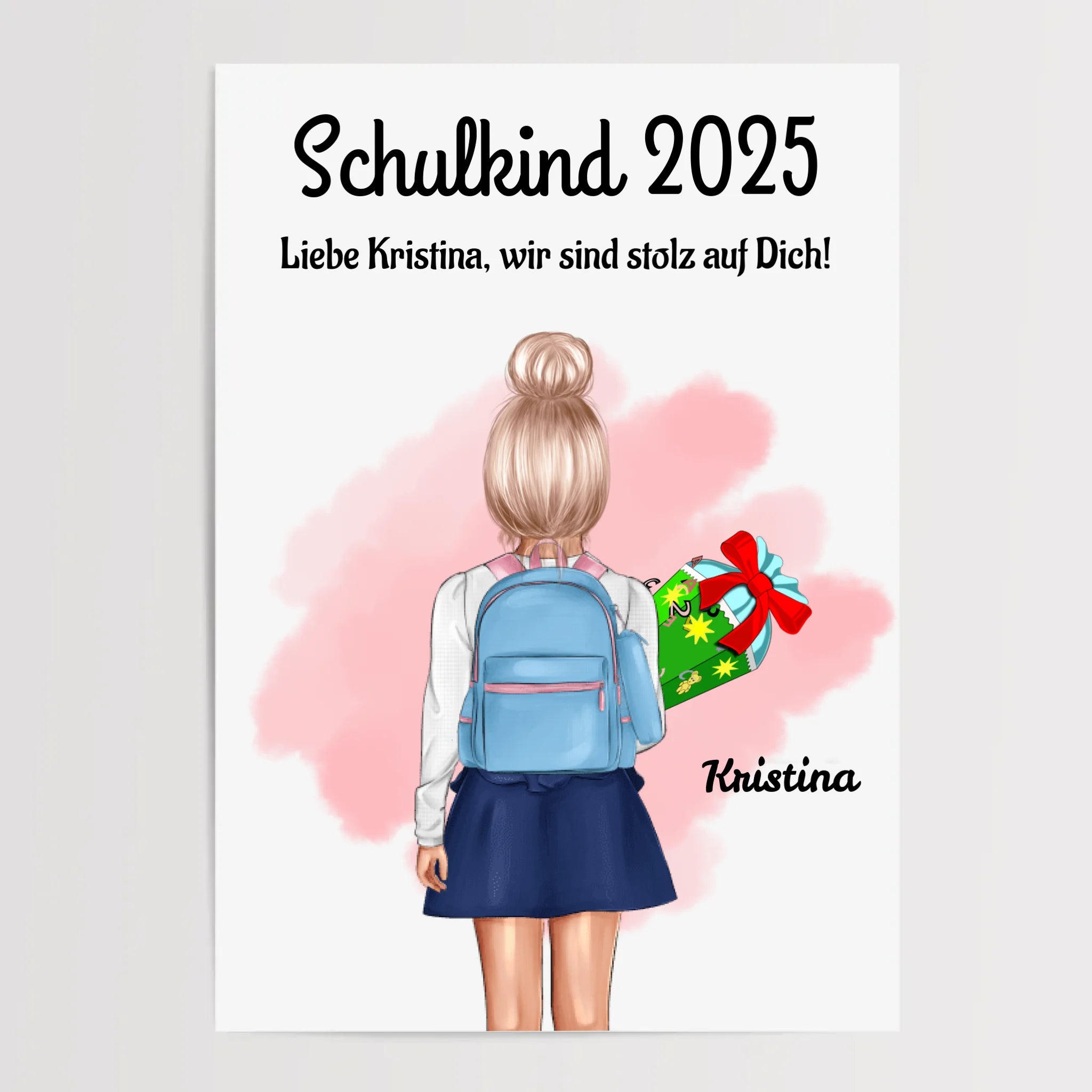 Einschulung Mädchen Bild Poster Geschenk Schulkind 1 Klasse personalisiert - Cantty