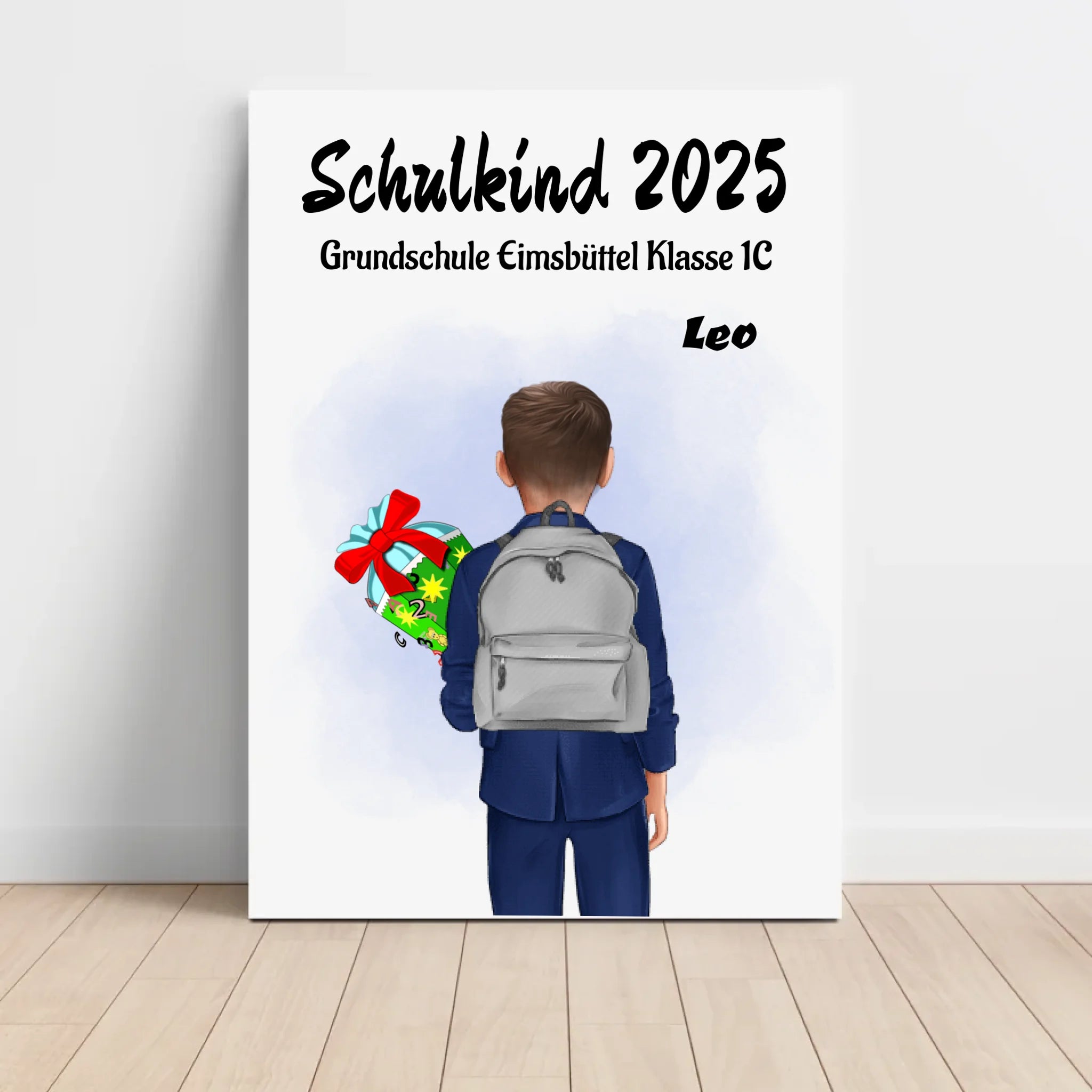 Einschulung Geschenk Junge Bild Poster Karte Schulkind - Cantty