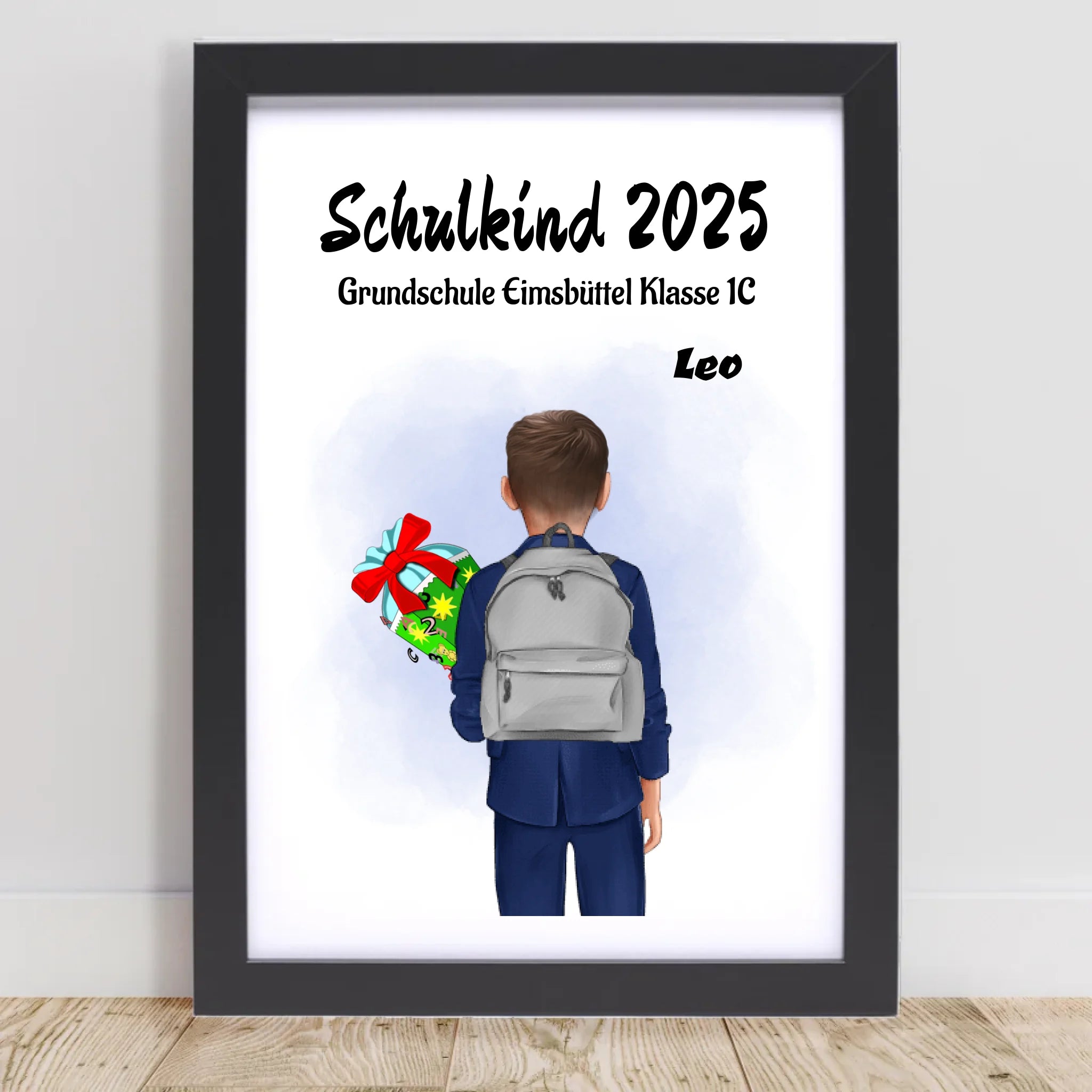 Einschulung Geschenk Junge Bild Poster Karte Schulkind - Cantty
