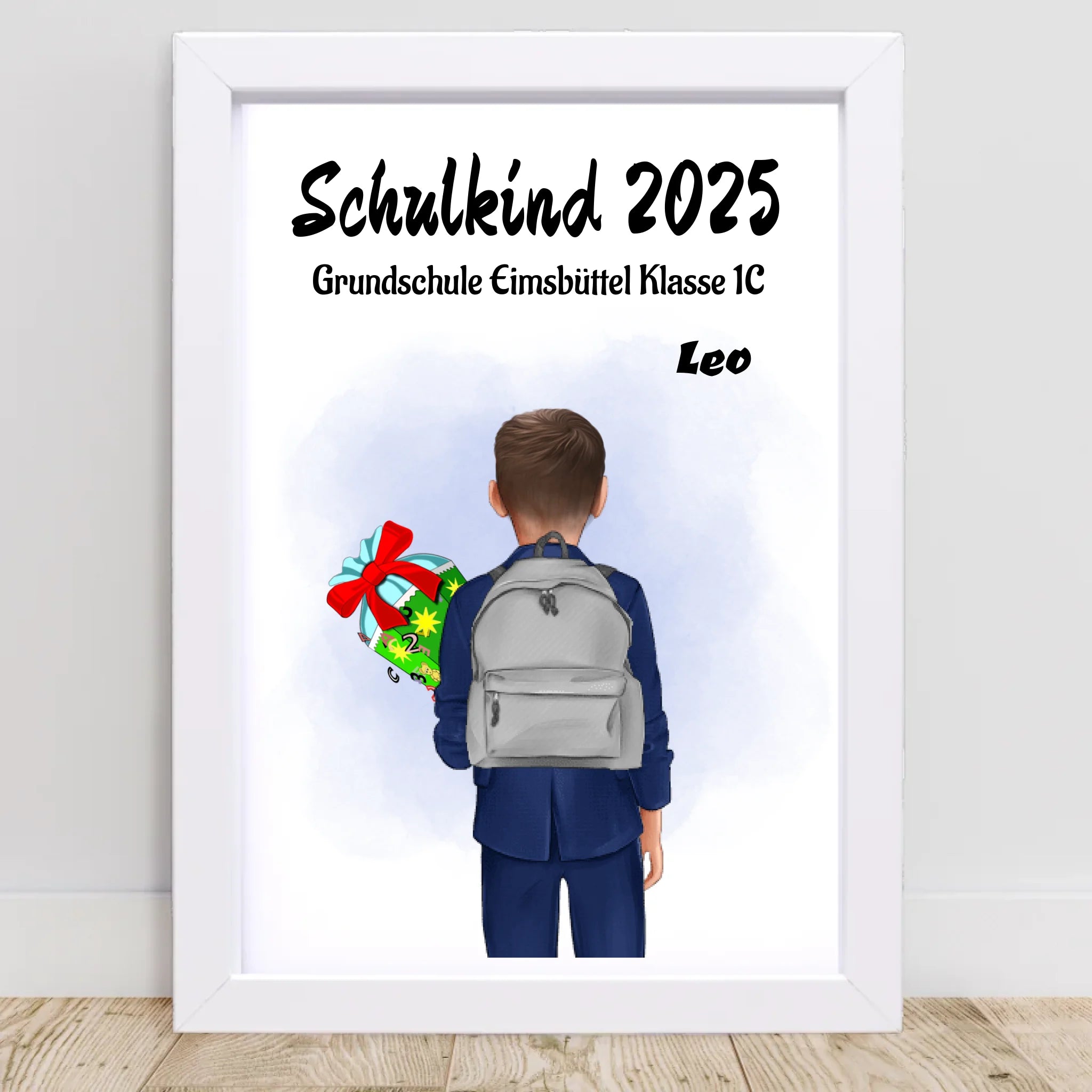 Einschulung Geschenk Junge Bild Poster Karte Schulkind - Cantty