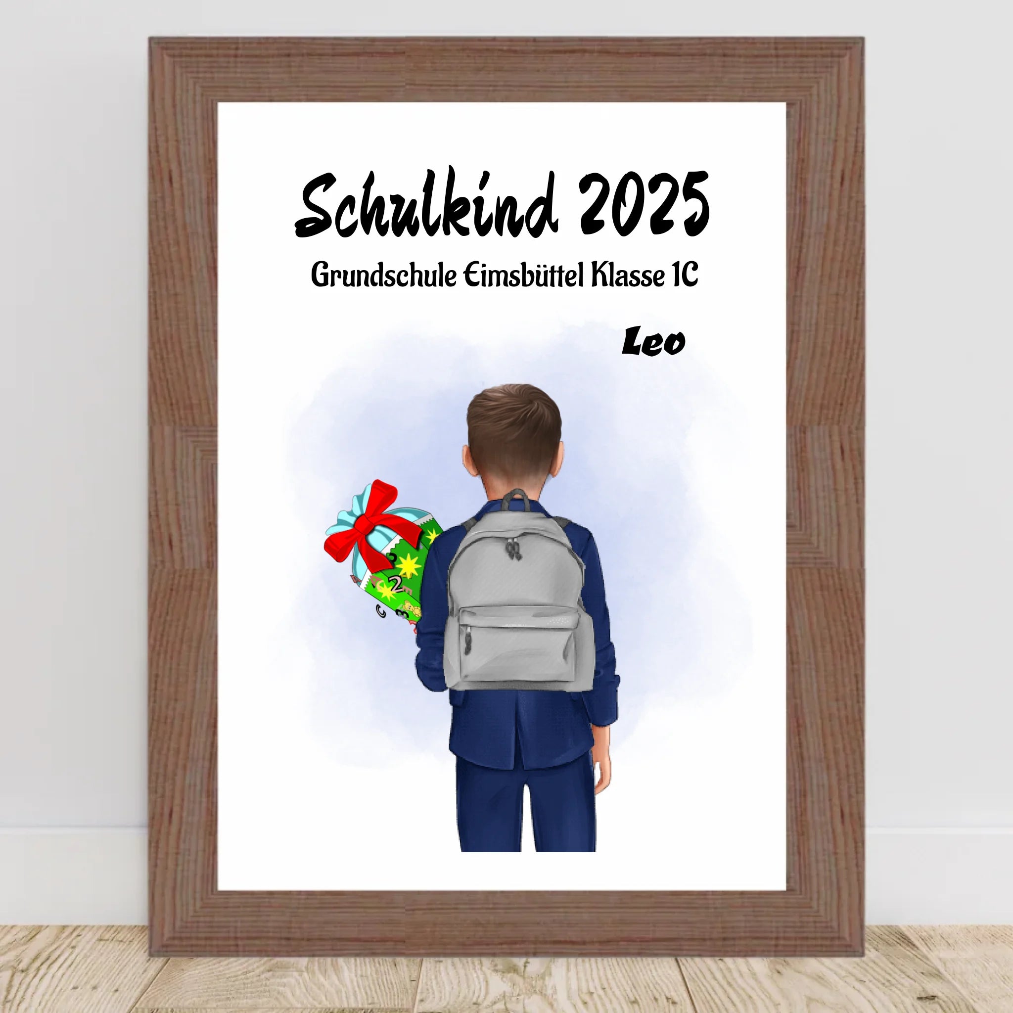 Einschulung Geschenk Junge Bild Poster Karte Schulkind - Cantty