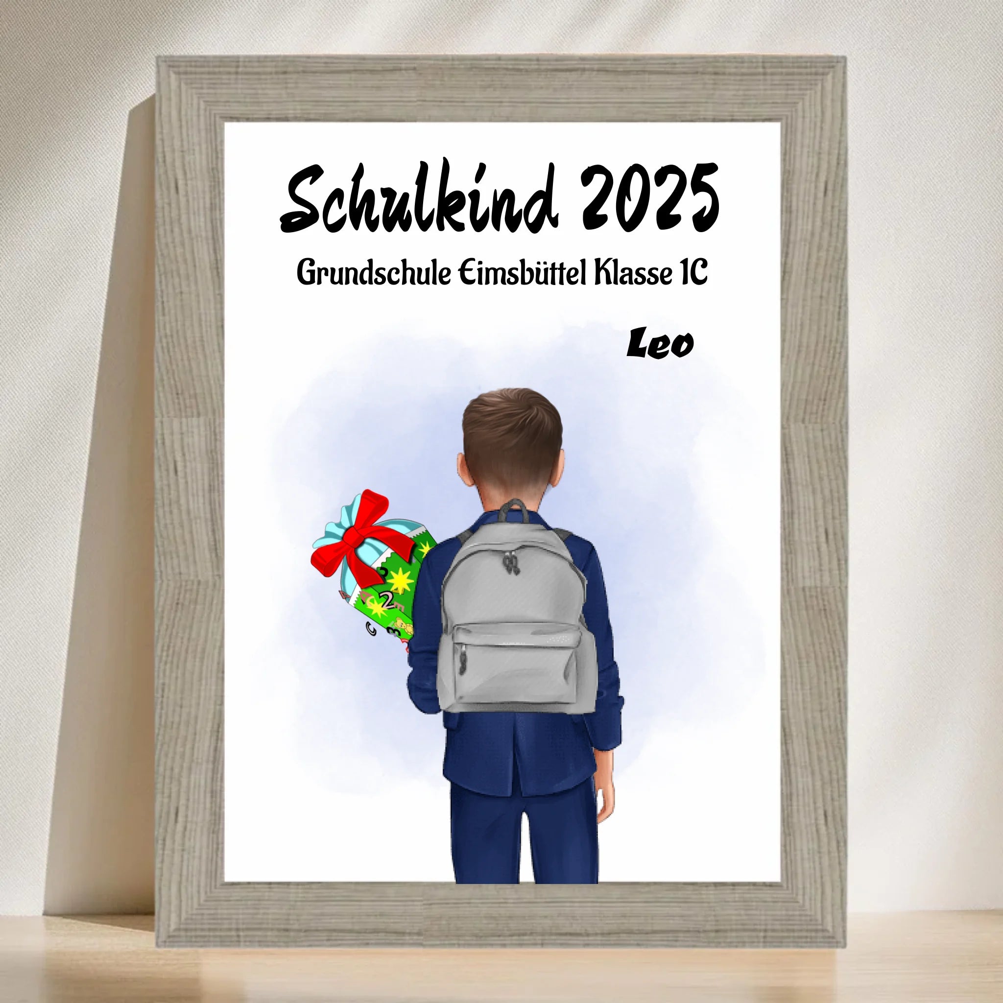 Einschulung Geschenk Junge Bild Poster Karte Schulkind - Cantty