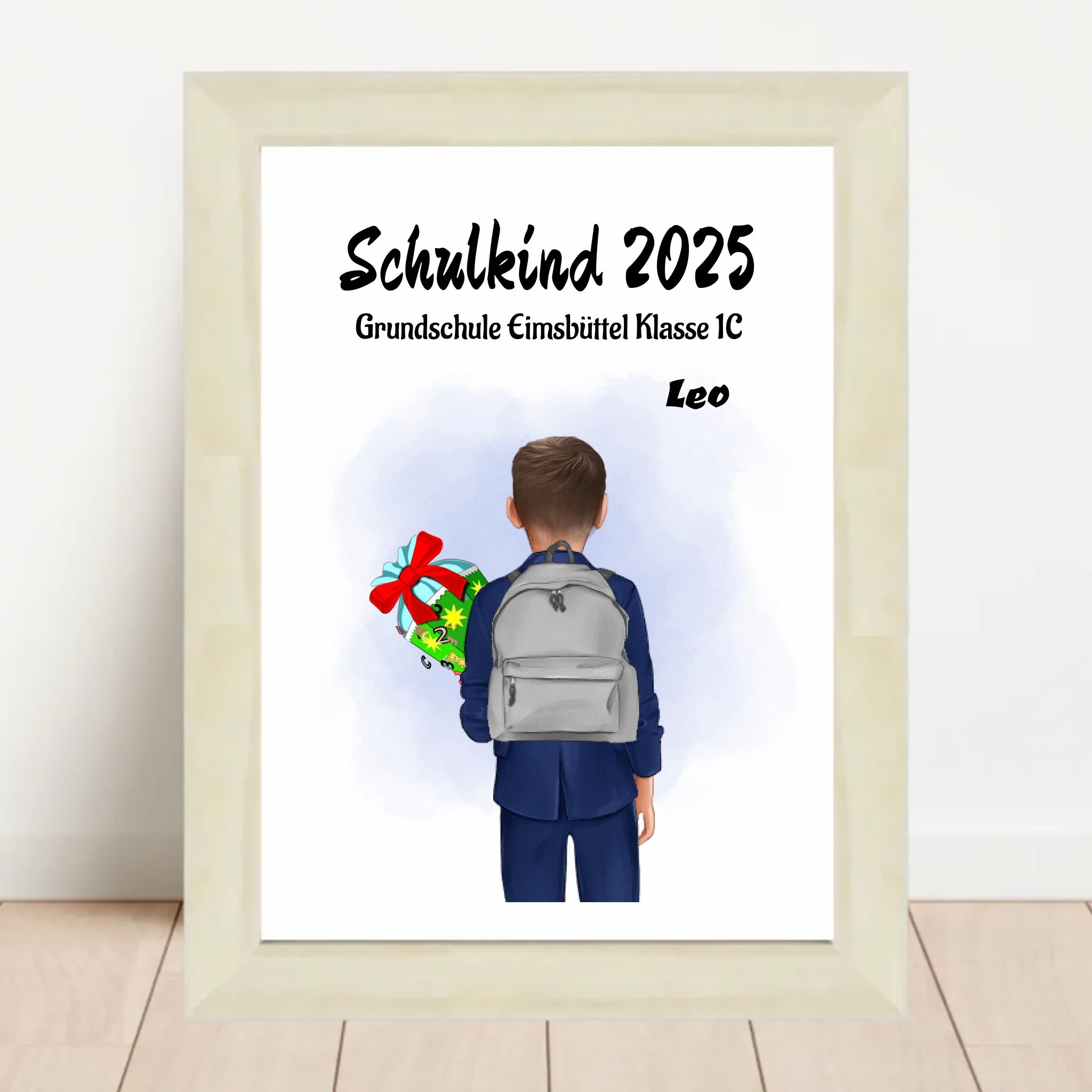 Einschulung Geschenk Junge Bild Poster Karte Schulkind - Cantty